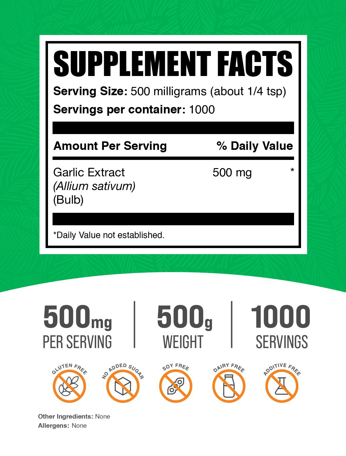 Garlic extract powder label 500g