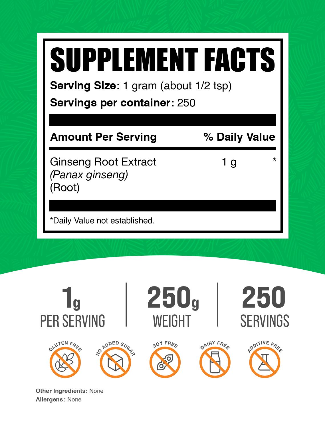 Ginseng Root Extract powder label 250g