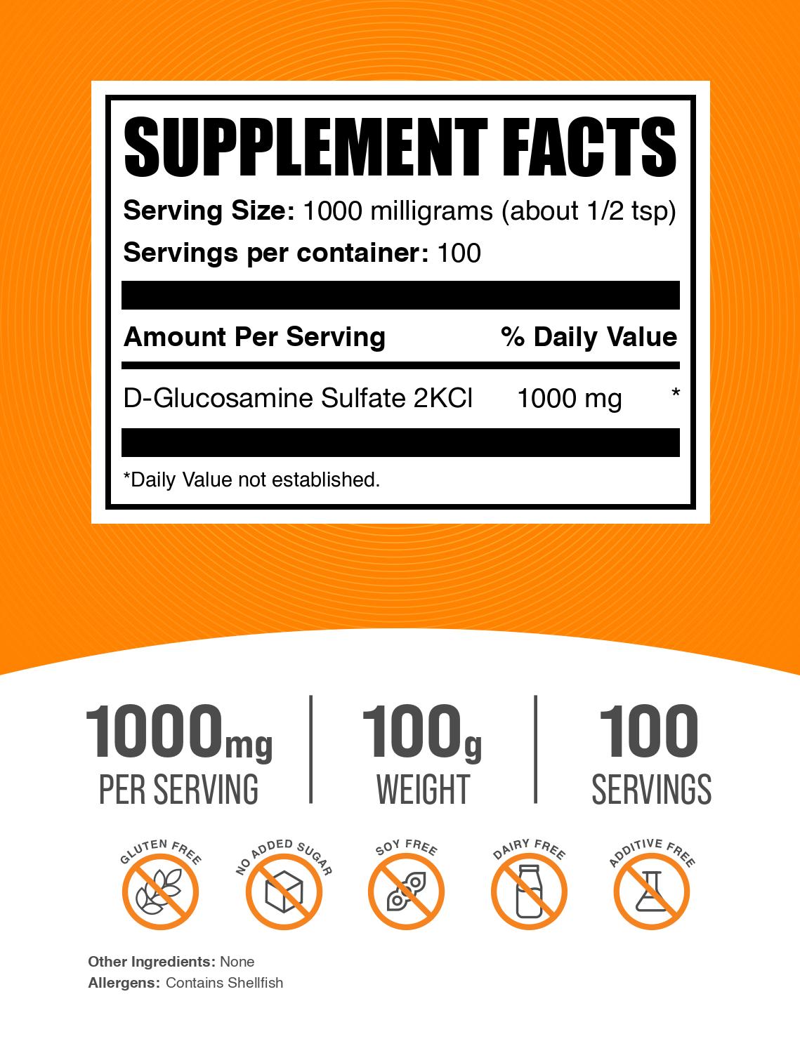 Glucosamine sulfate powder label 100g