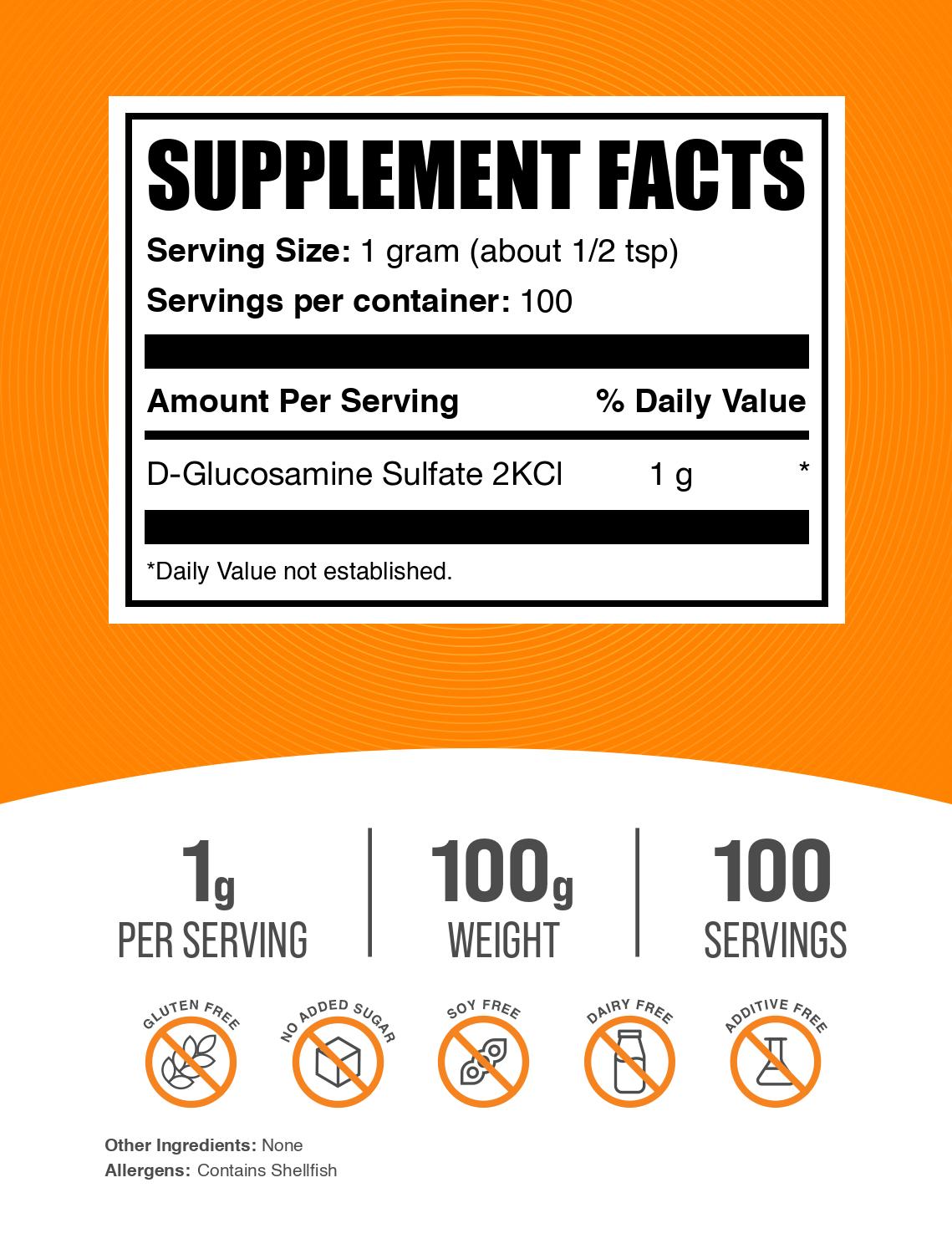 Glucosamine Sulfate powder label 100g