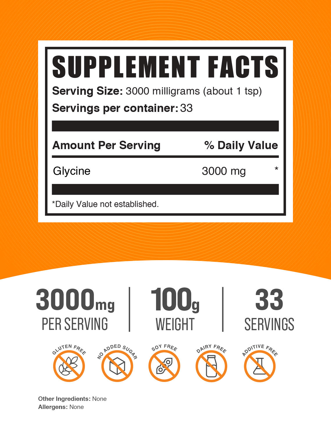 Glycine powder label 100g