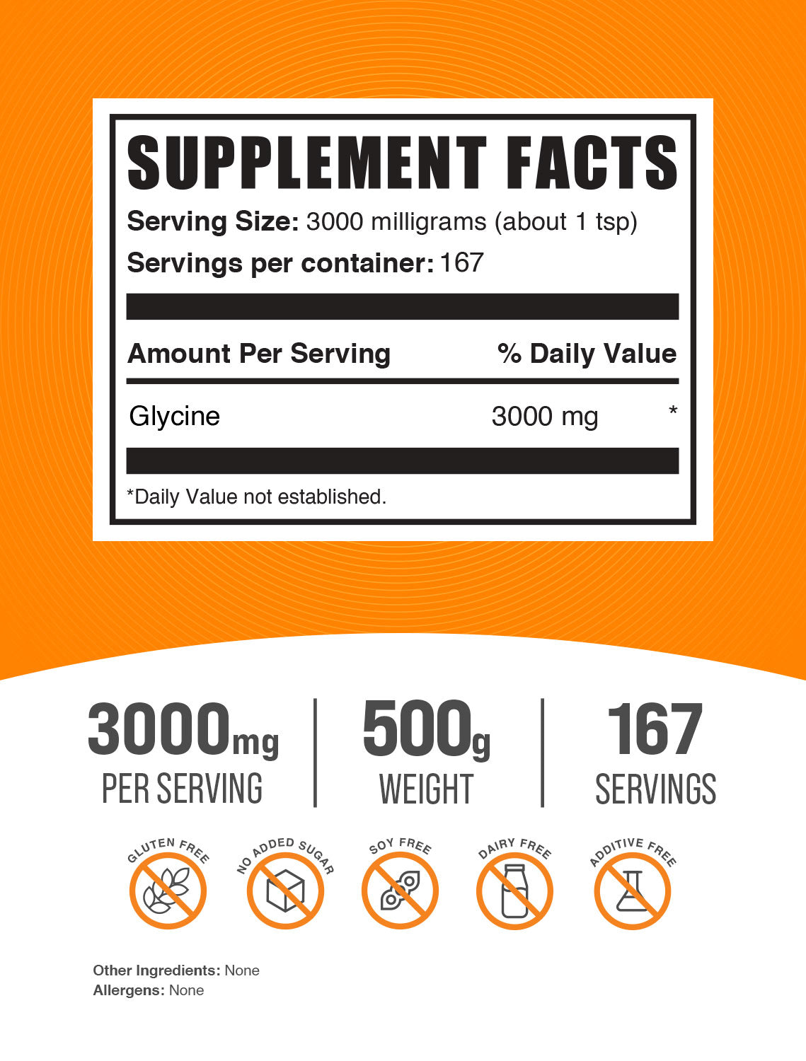 Glycine powder label 500g