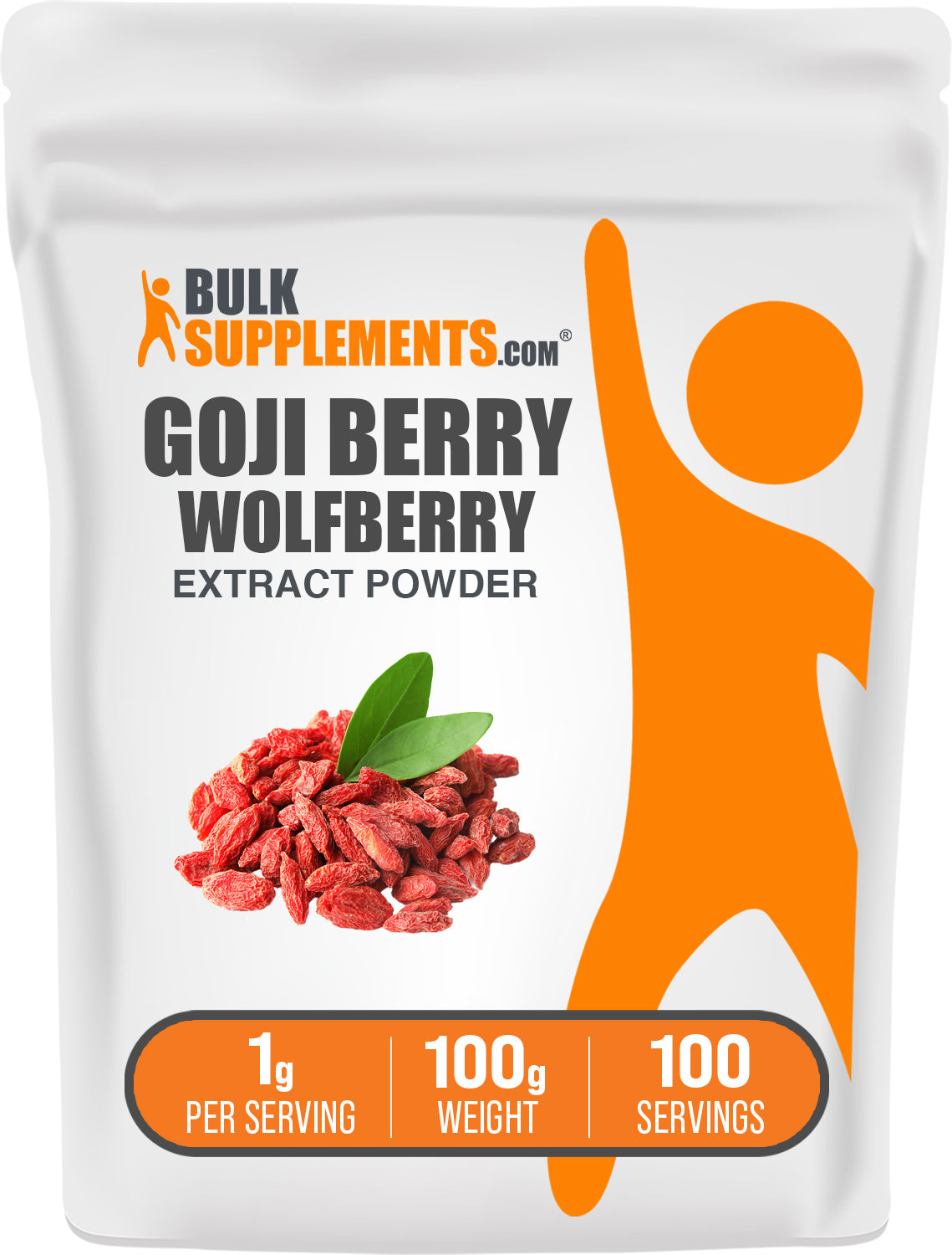 BulkSupplements.com Wolfberry Extract (Goji Berry) Powder 100g bag image