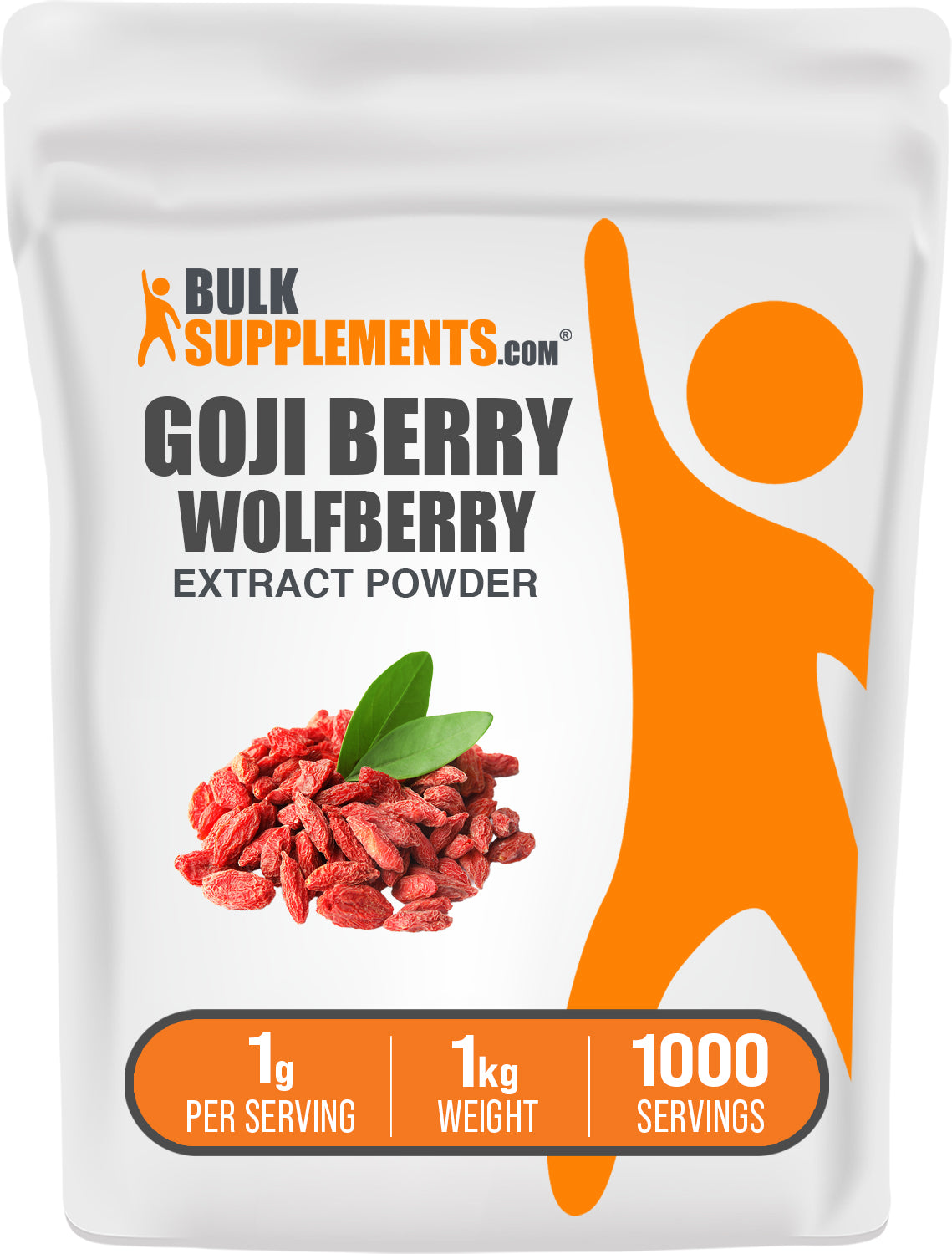 BulkSupplements.com Wolfberry Extract (Goji Berry) Powder 1kg bag image