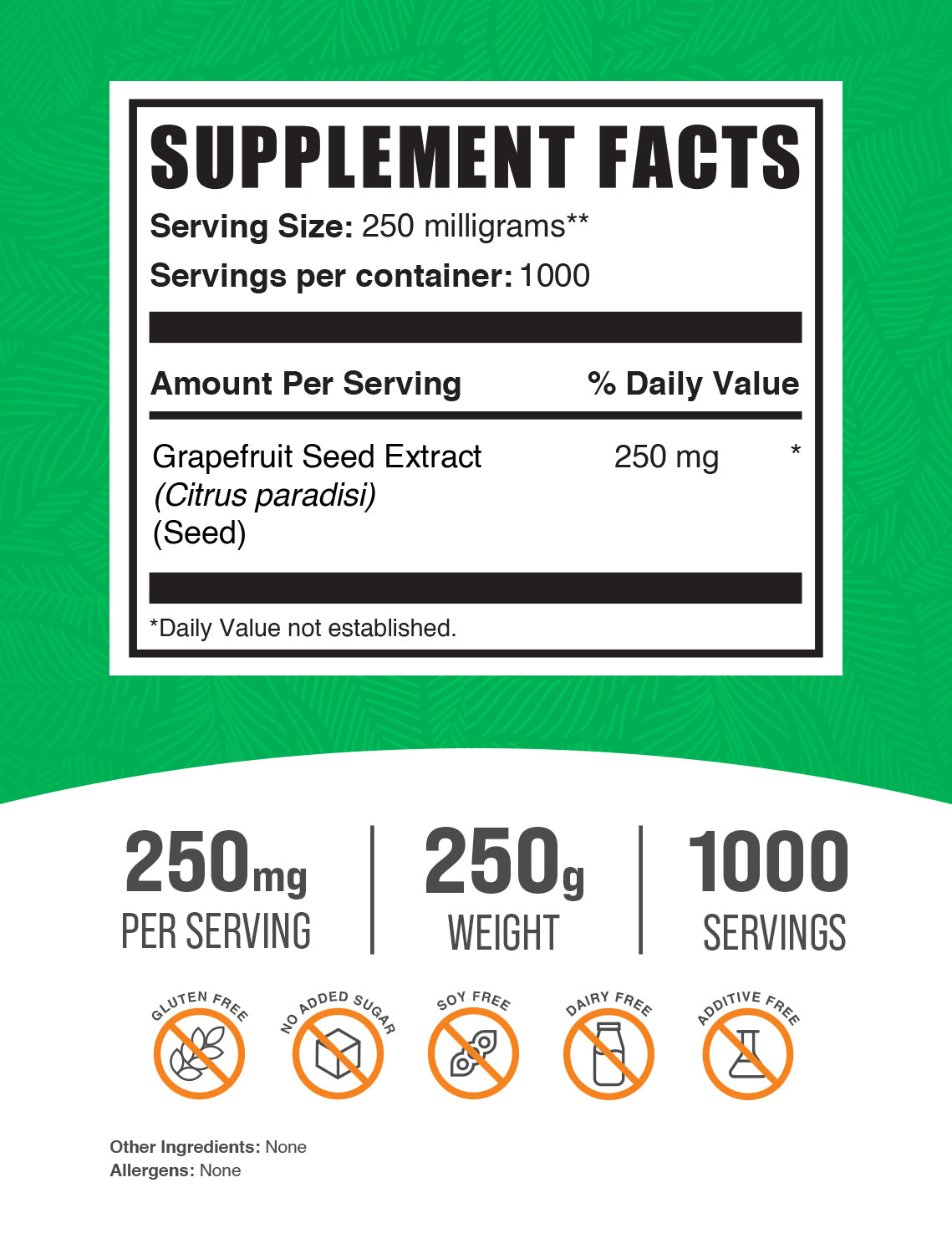 Grapefruit Seed Extract powder label 250g