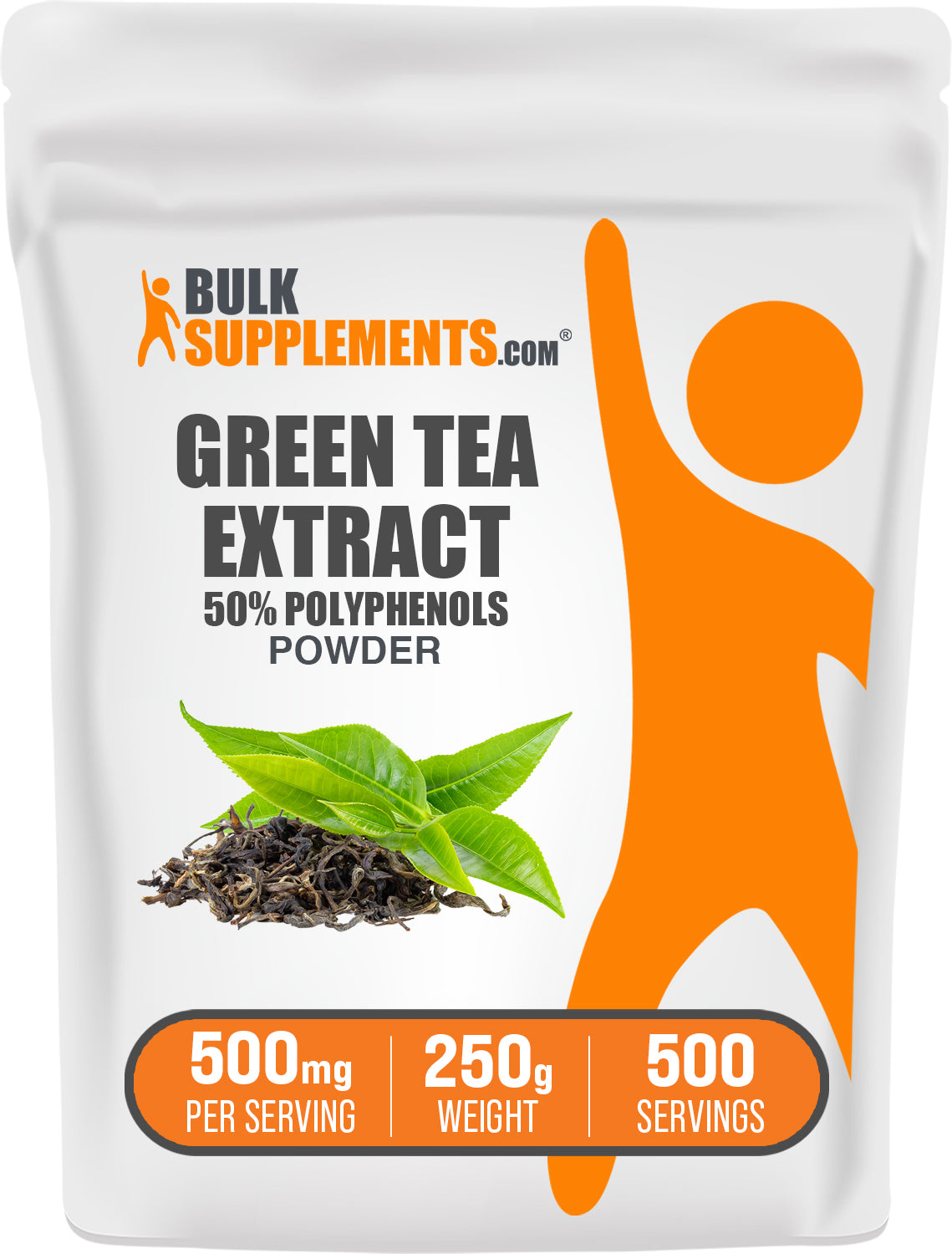 BulkSupplements.com Green Tea Extract (50% Polyphenols) Powder 250g bag image