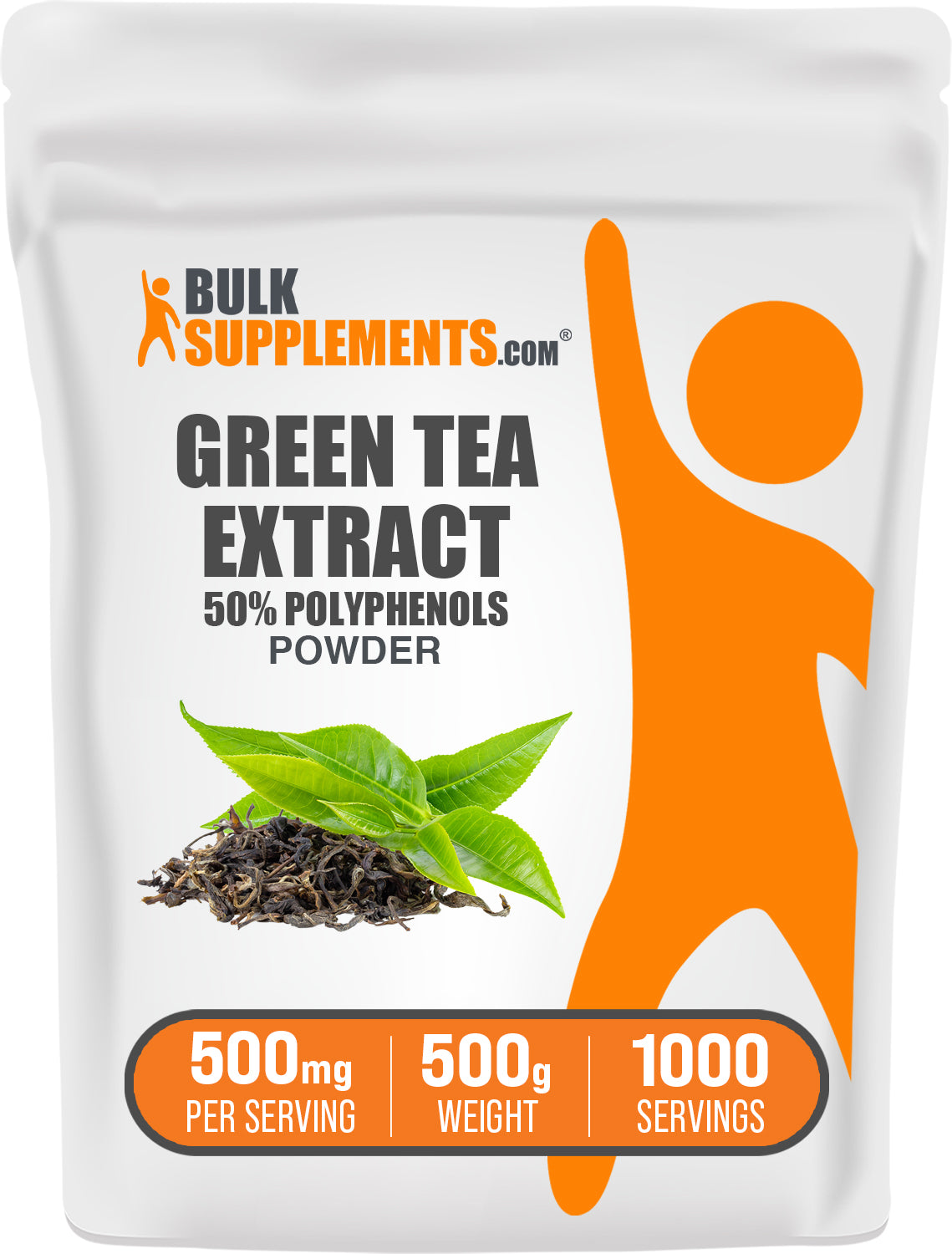 BulkSupplements.com Green Tea Extract (50% Polyphenols) Powder 500g bag image