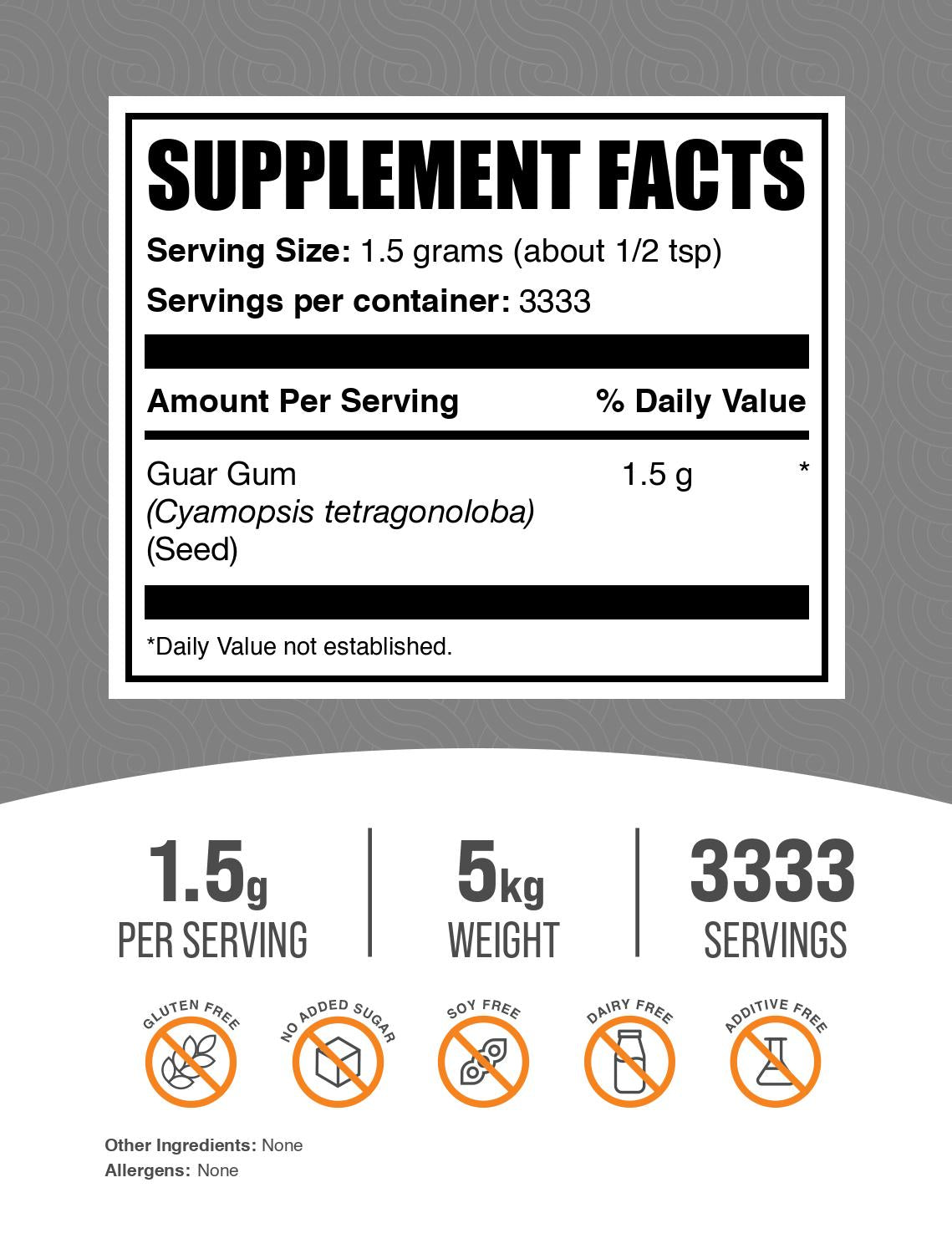 Guar gum powder label 5kg