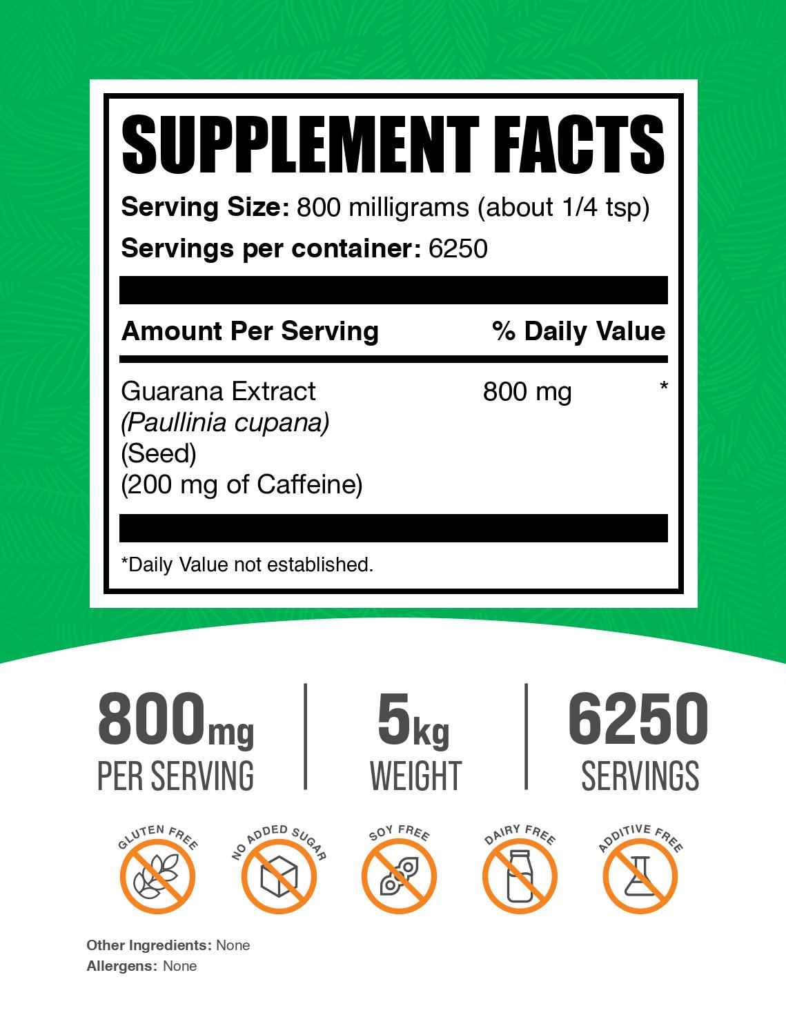 Guarana Extract powder label 5kg