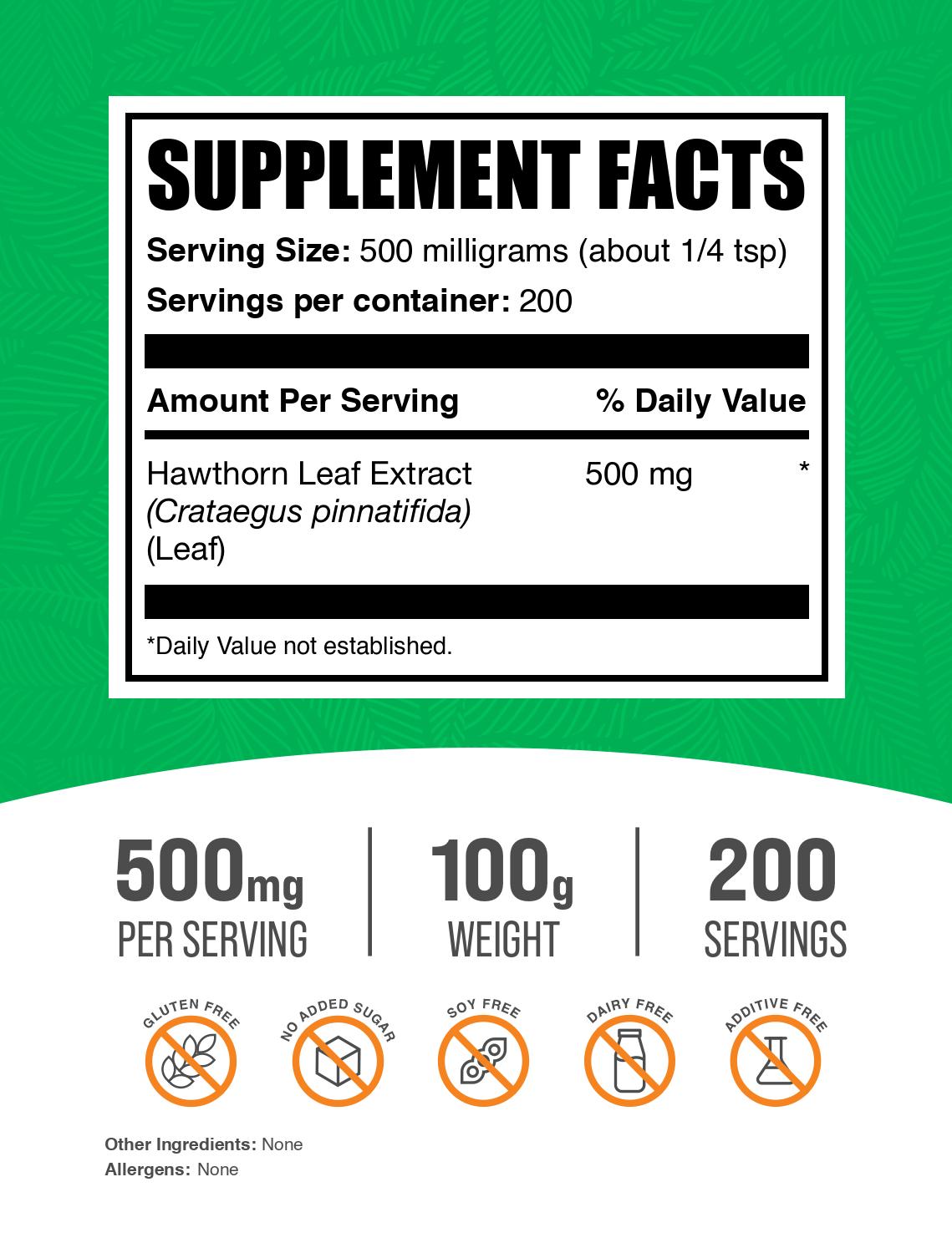 Hawthorn Leaf Extract powder label 100g