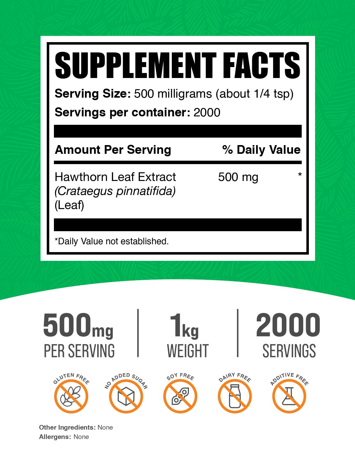 Hawthorn Leaf Extract powder label 1kg