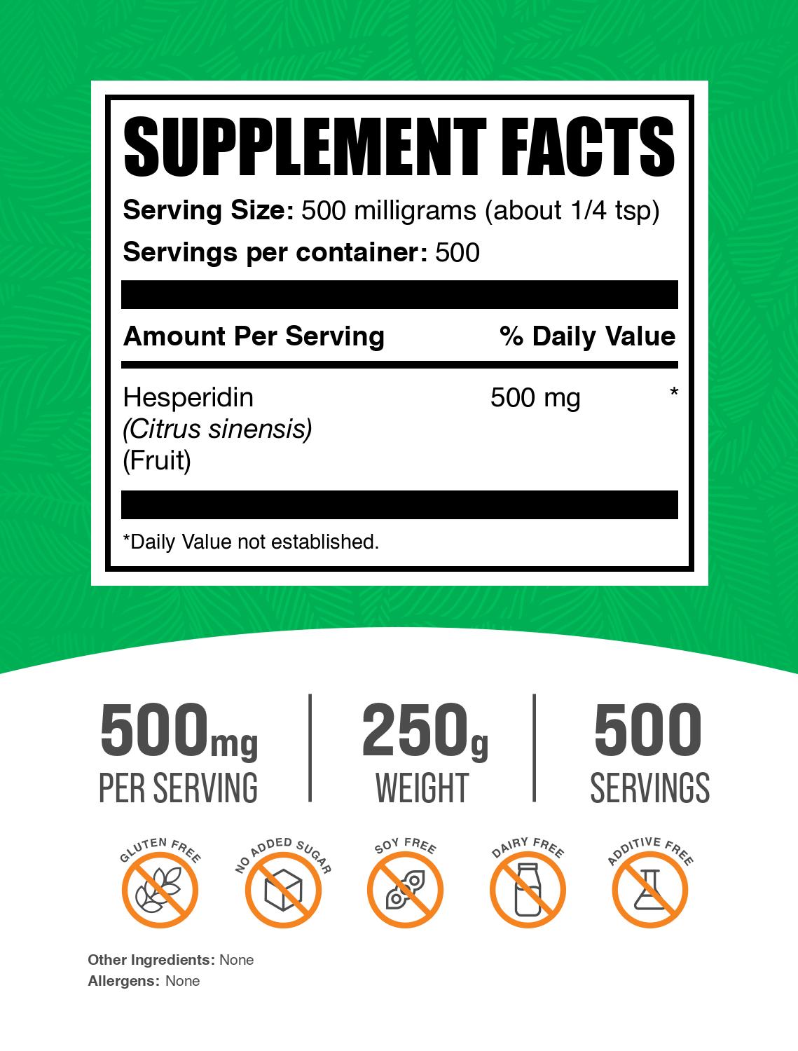 Hesperidin powder label 250g