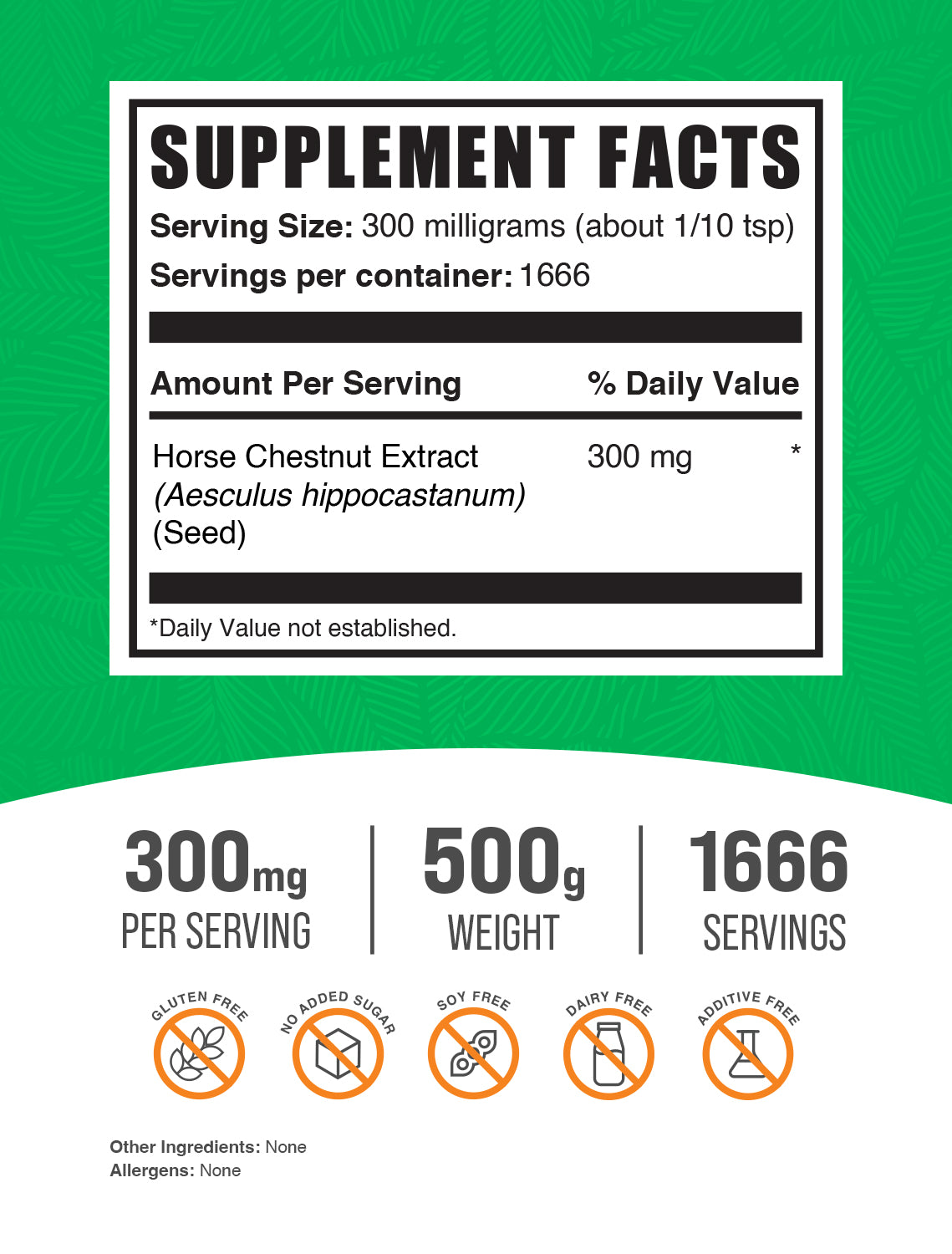 Horse Chestnut Extract powder label 500g