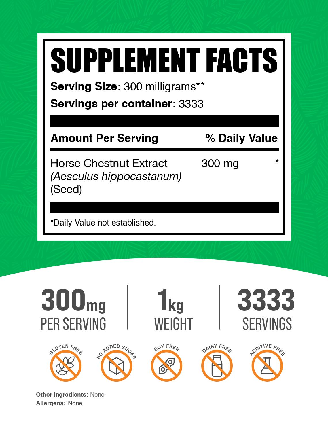 Horse chestnut extract powder label 1kg