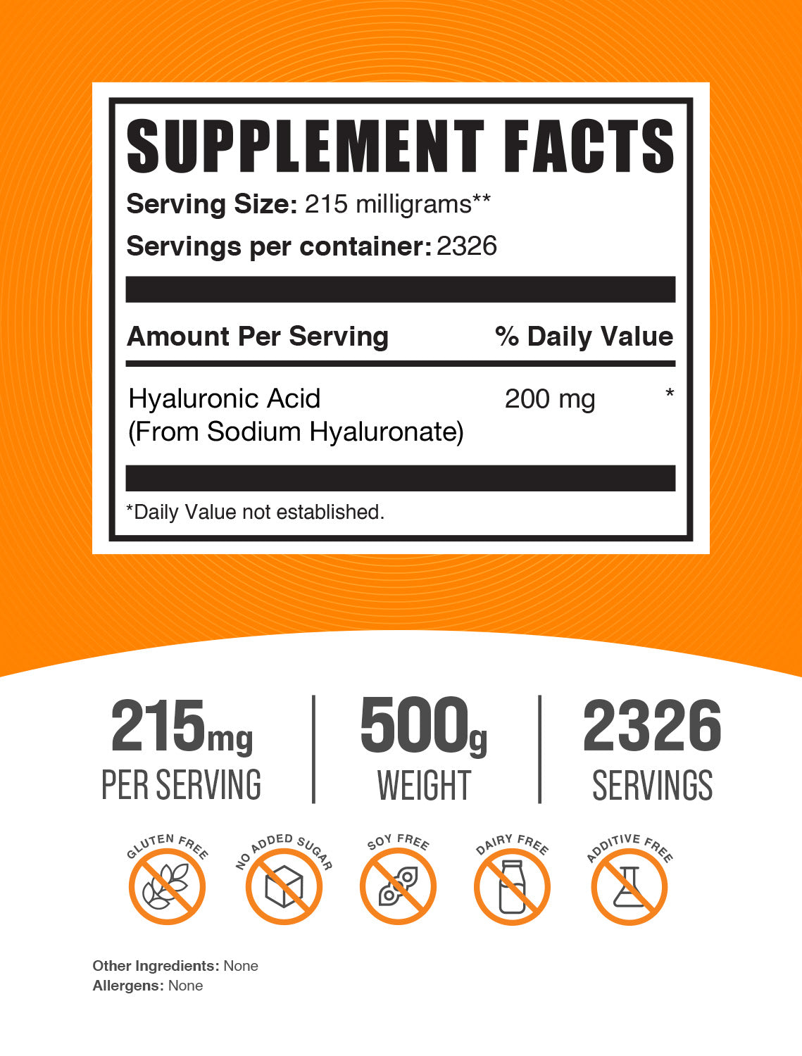 Hyaluronic acid powder label 500g