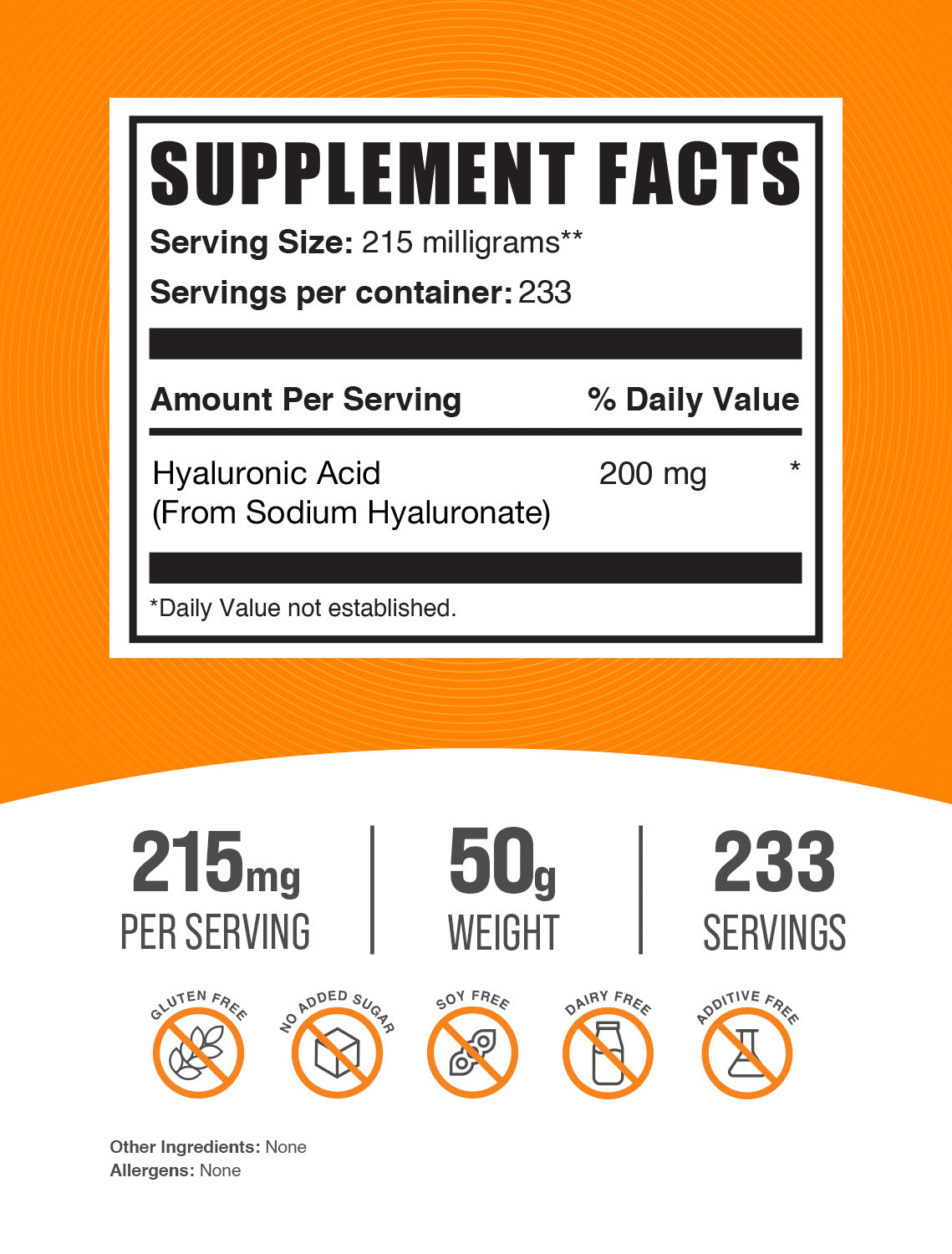 Hyaluronic acid powder label 50g