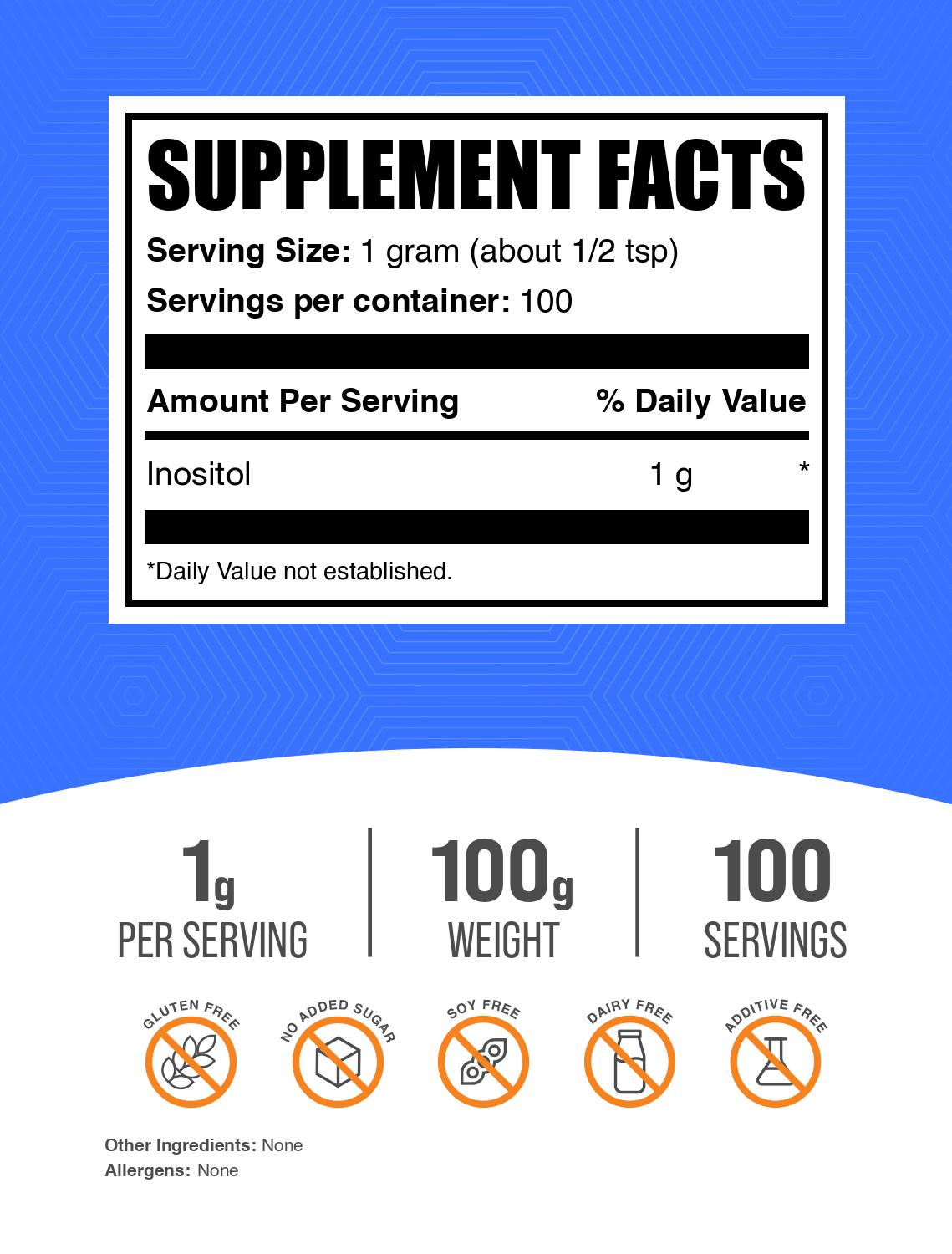 Inositol (Vitamin B8) powder label 100g