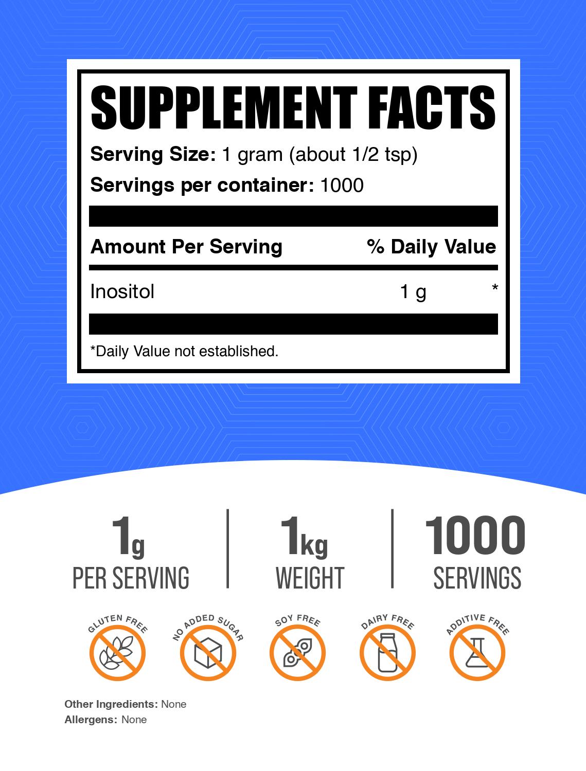 Inositol (Vitamin B8) powder label 1kg