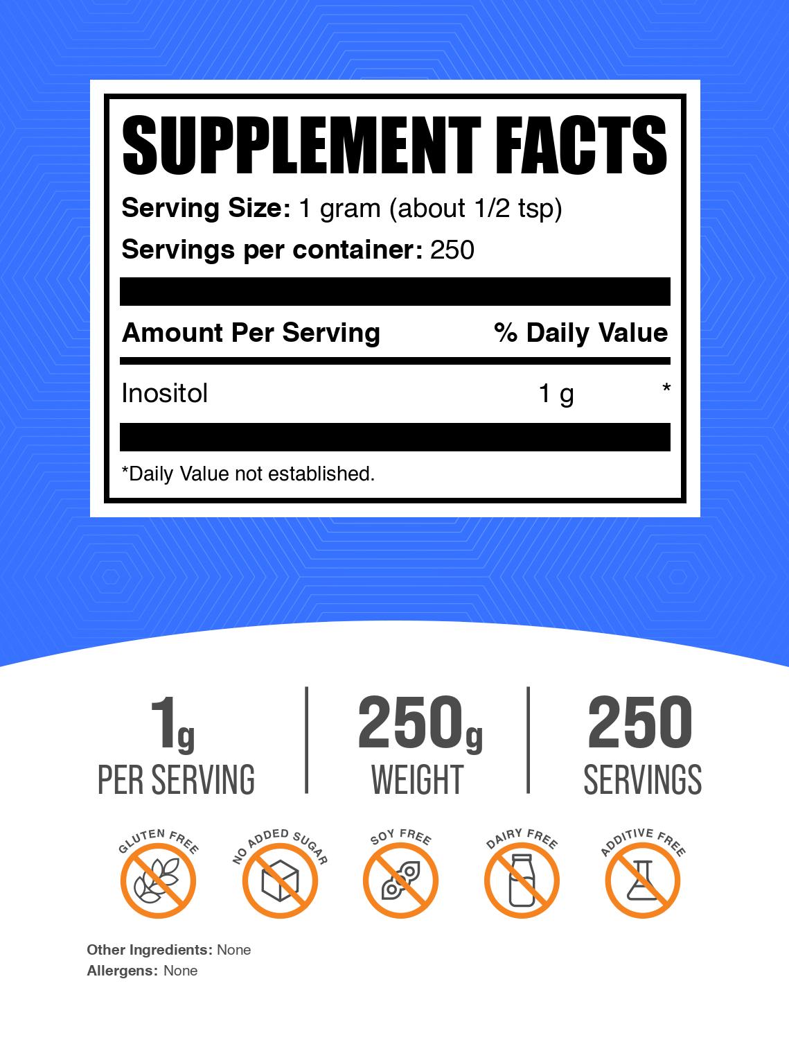 Inositol (Vitamin B8) powder label 250g