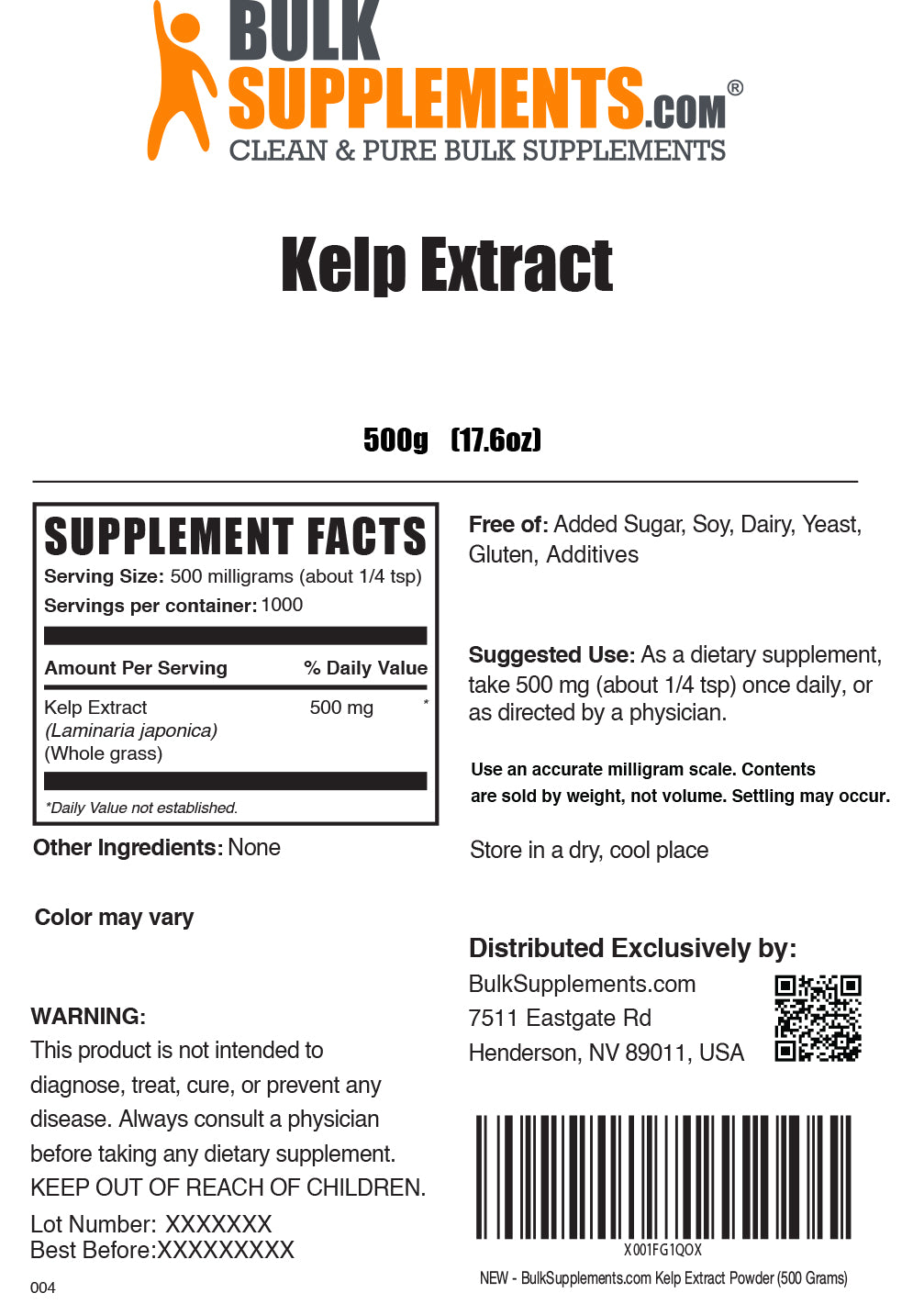 Kelp Extract powder label 500g