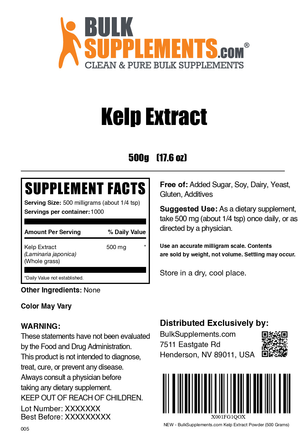 Kelp Extract powder label 500g