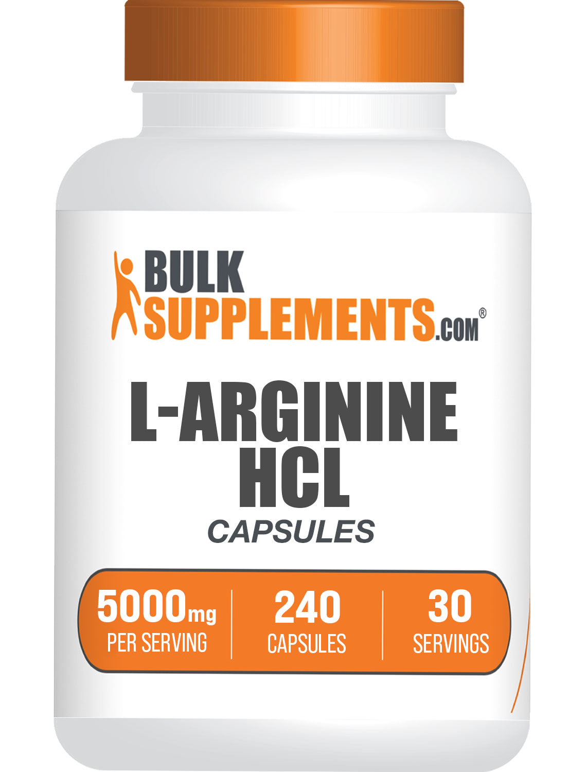BulkSupplements.com L-Arginine HCl capsules 240 ct bottle