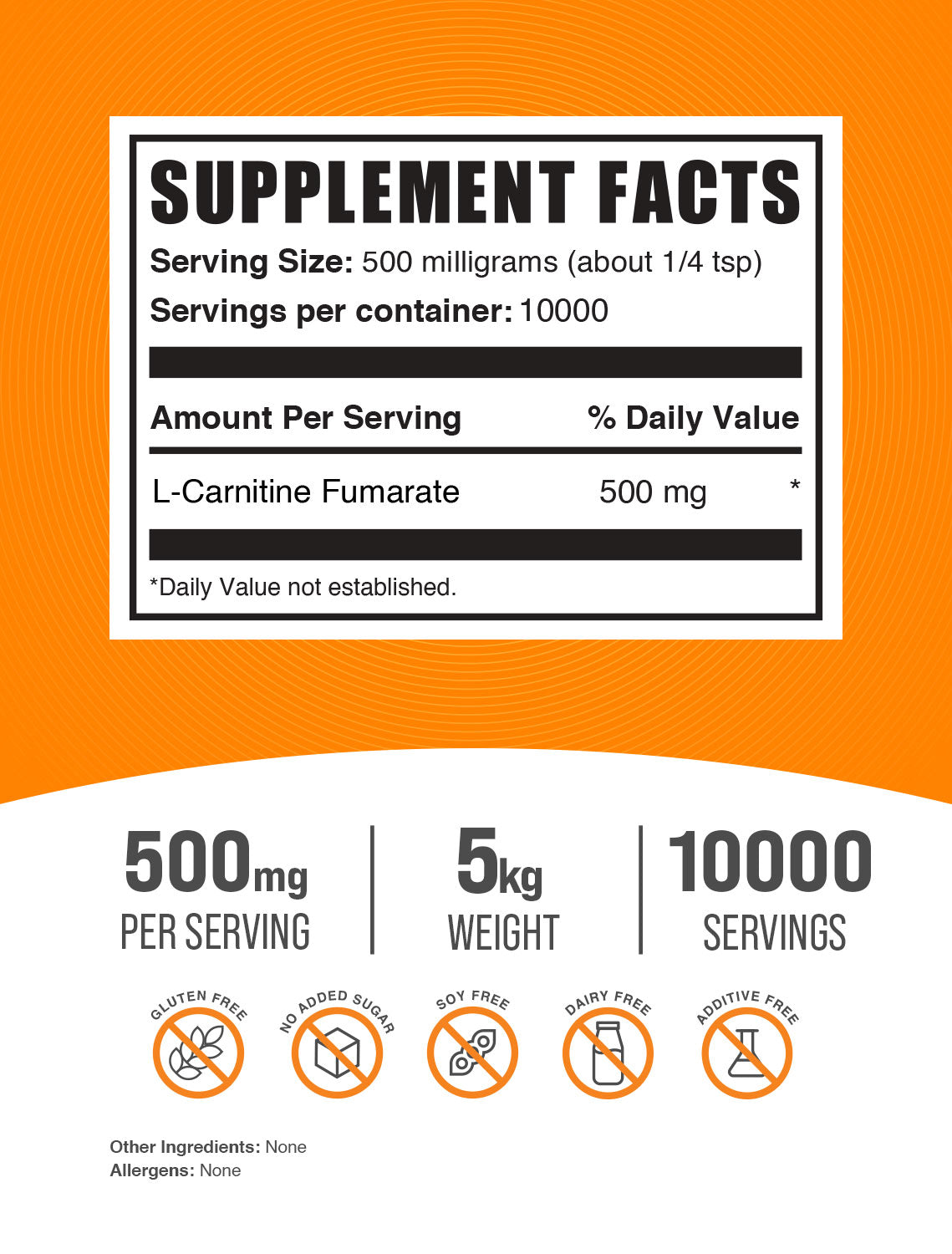 L-Carnitine Fumarate powder label 5kg