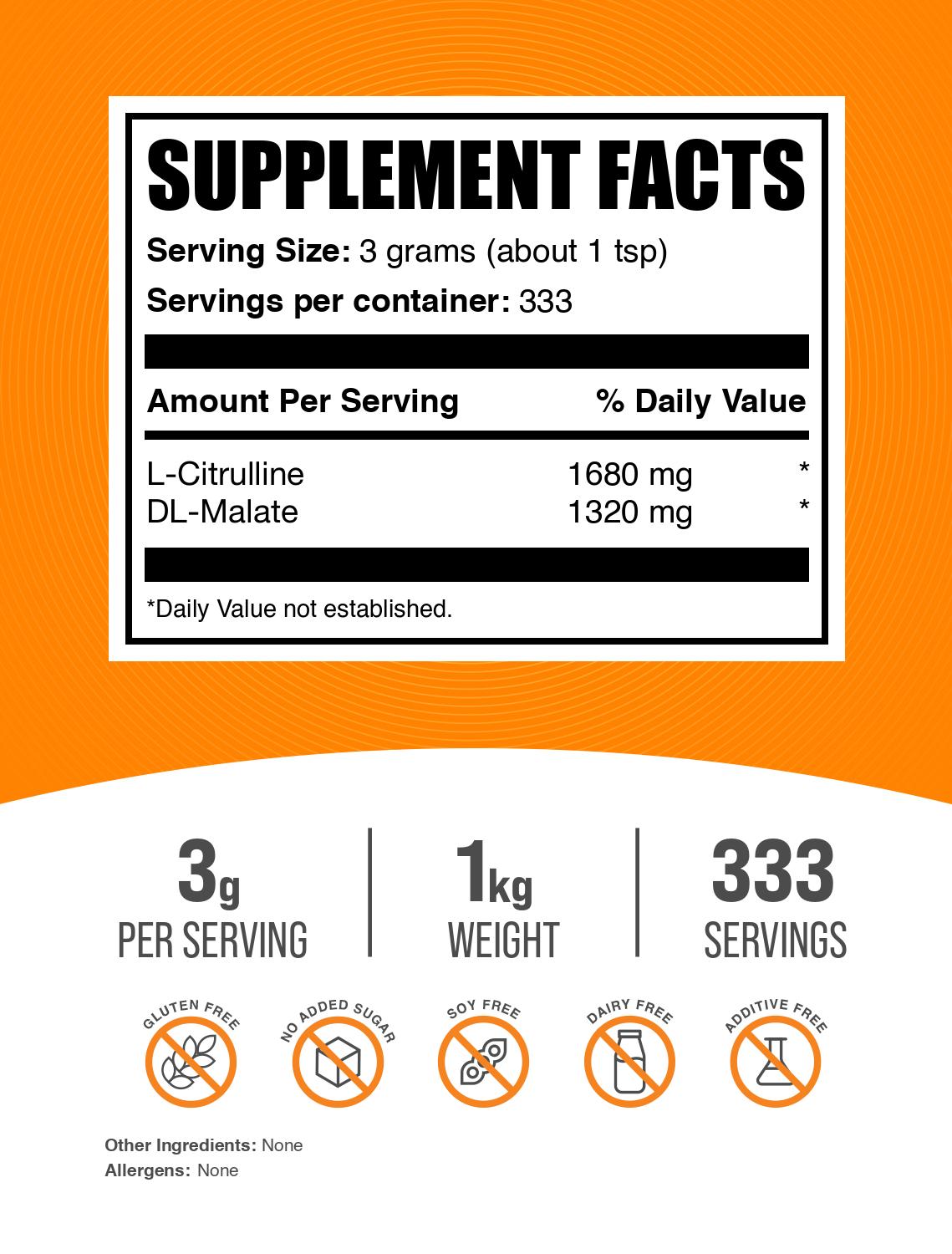 L-Citrulline DL-Malate 1:1 powder label 1kg