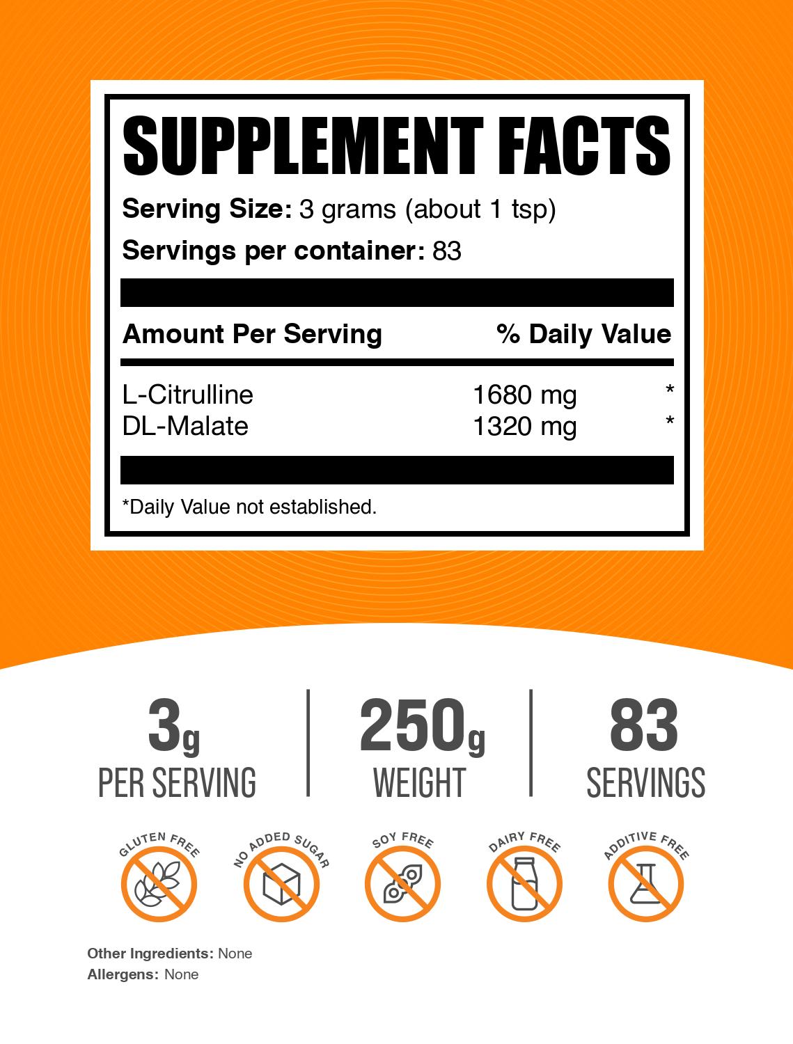 L-Citrulline DL-Malate 1:1 powder label 250g