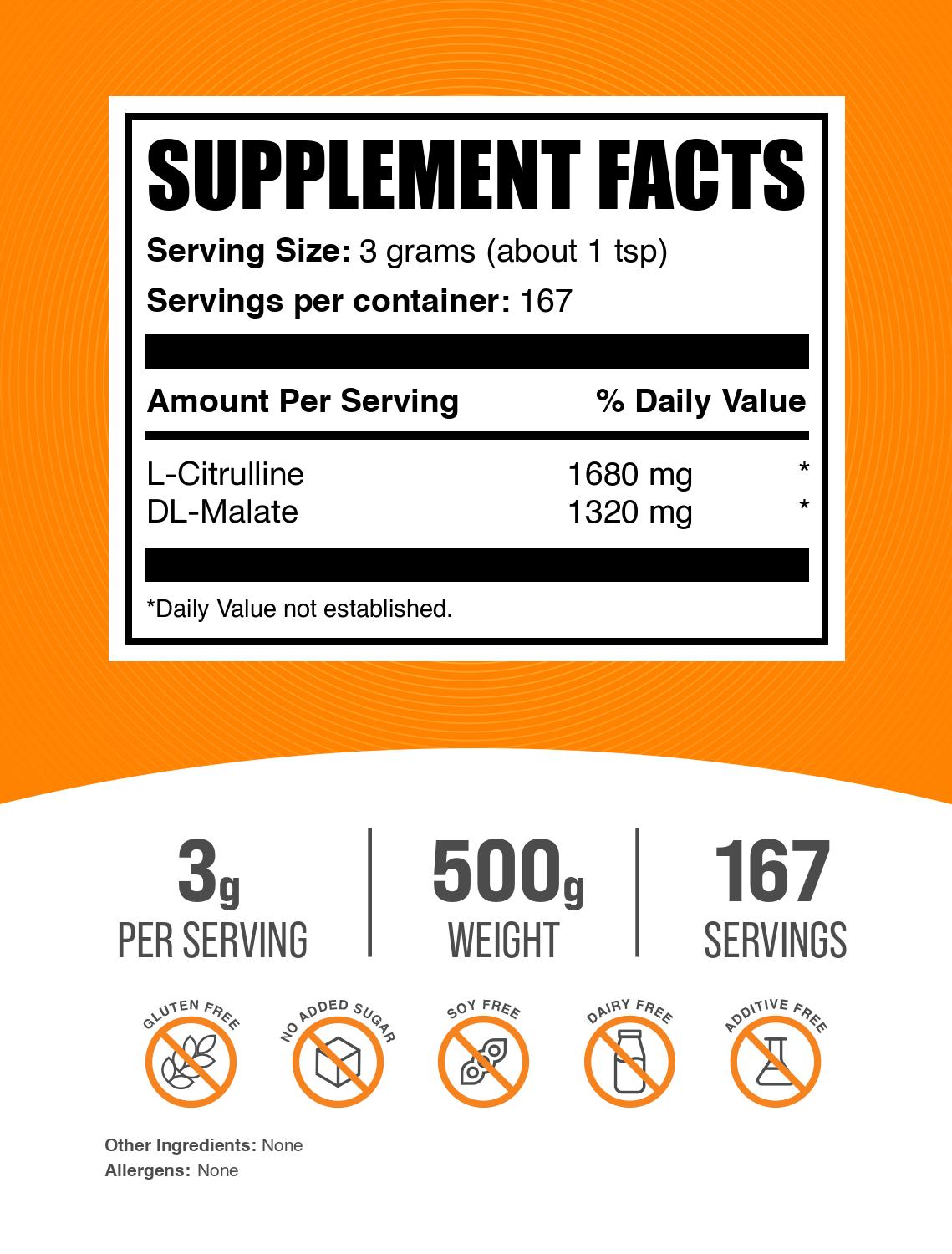 L-Citrulline DL-Malate 1:1 powder label 500g