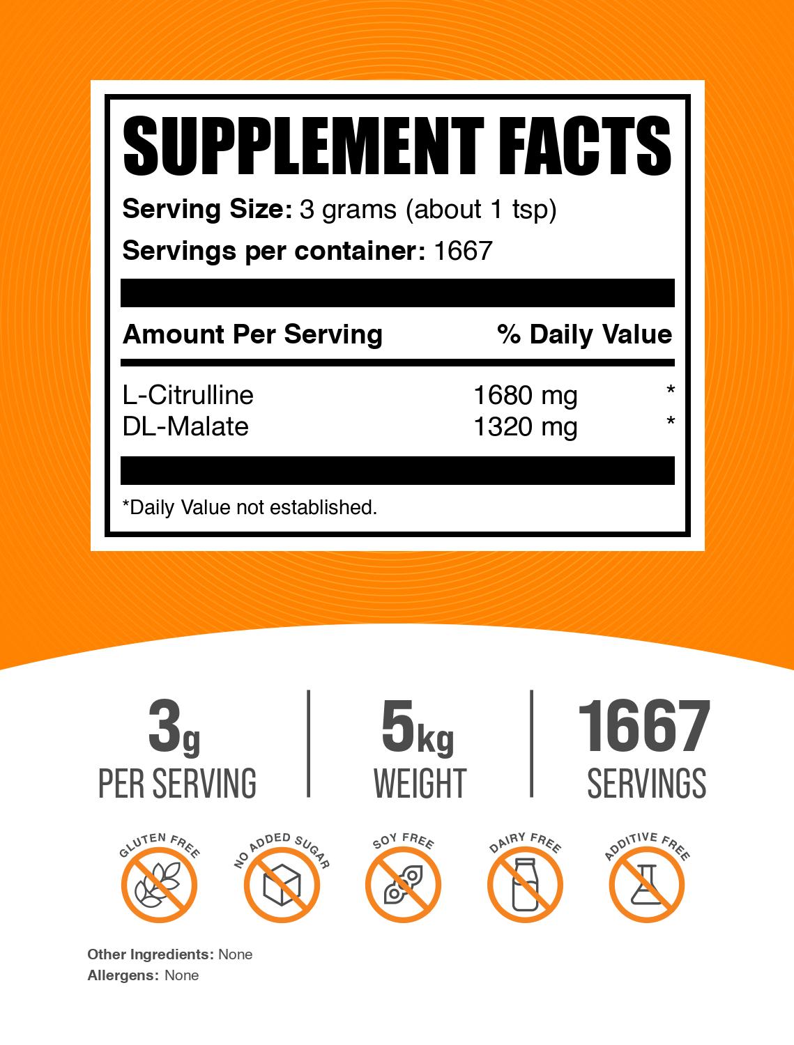 L-Citrulline DL-Malate 1:1 powder label 5kg