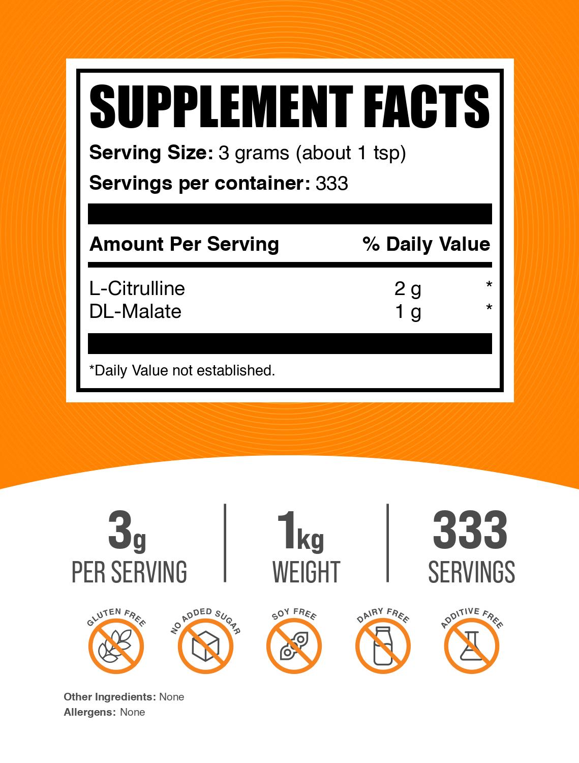 L-Citrulline DL-Malate 2:1 powder label 1kg