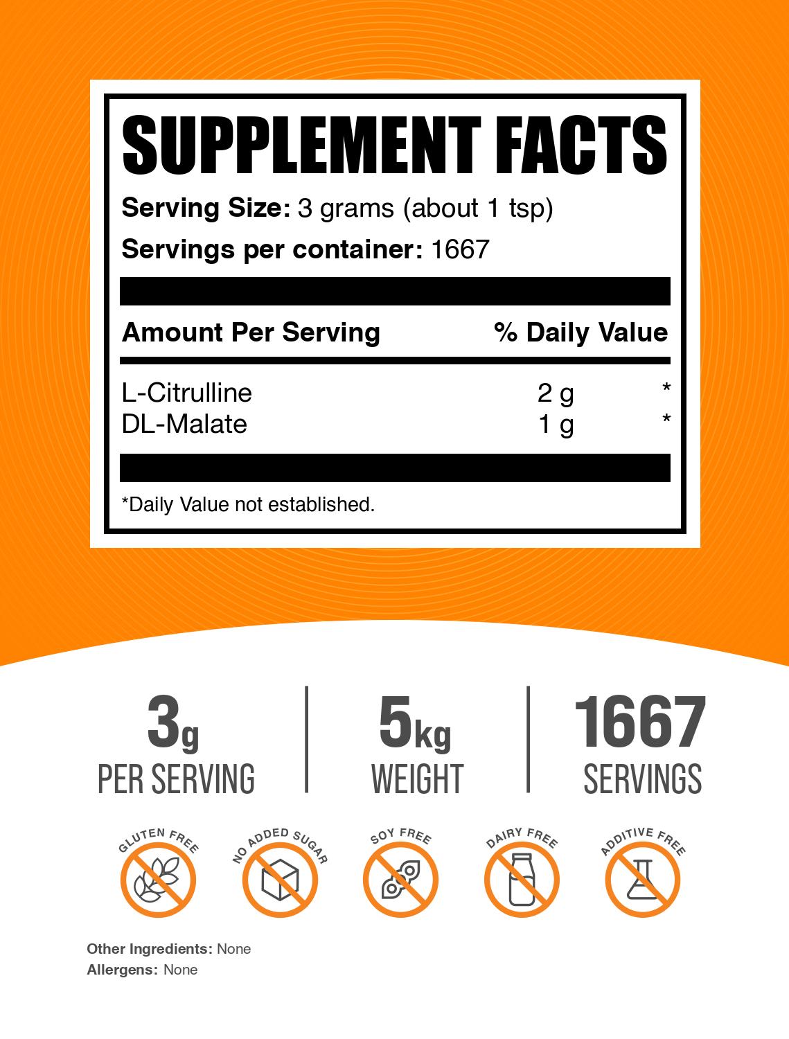 L-Citrulline DL-Malate 2:1 powder label 5kg