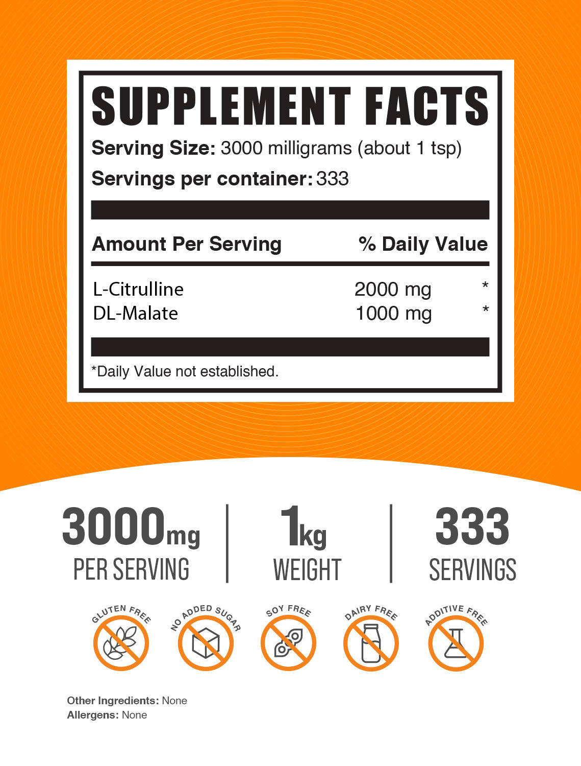 L-Citrulline DL-Malate 2:1 Powder label 1kg