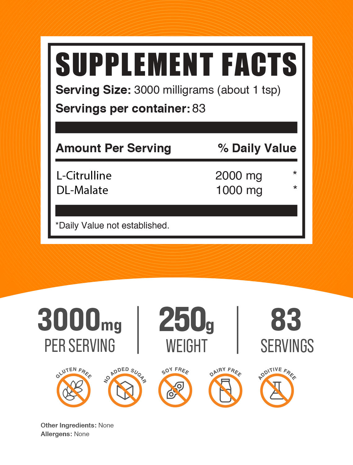 L-Citrulline DL-Malate 2:1 Powder label 250g