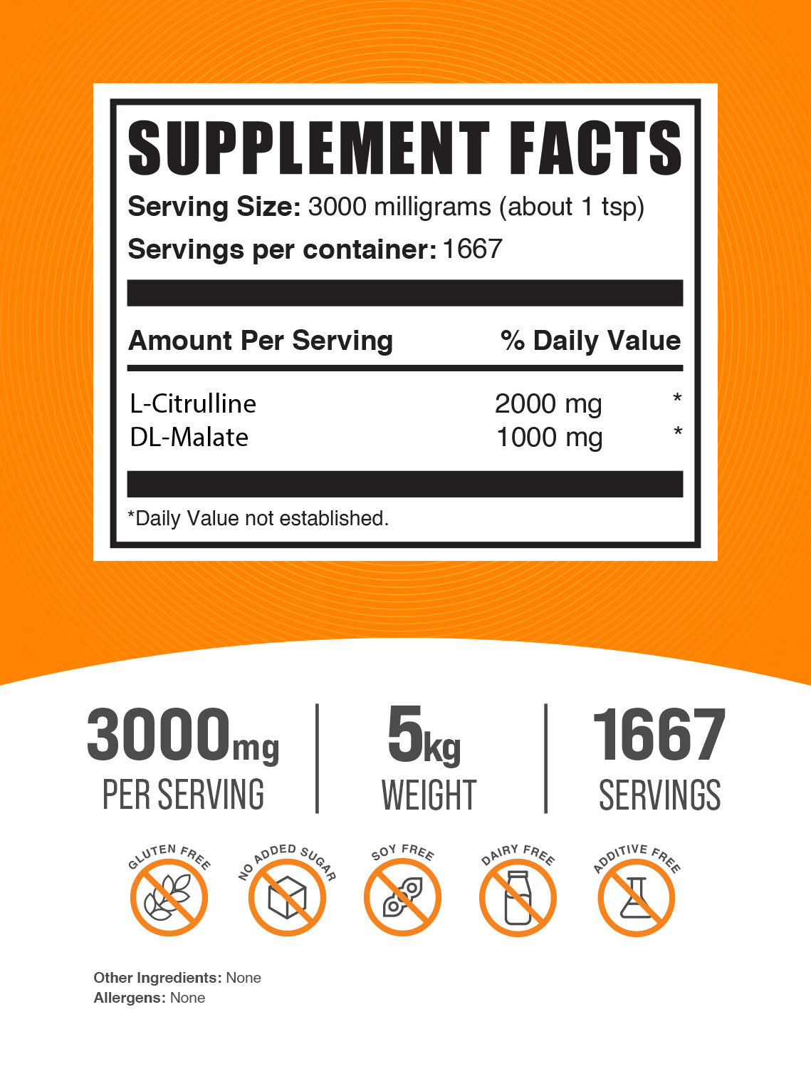 L-Citrulline DL-Malate 2:1 Powder label 5kg