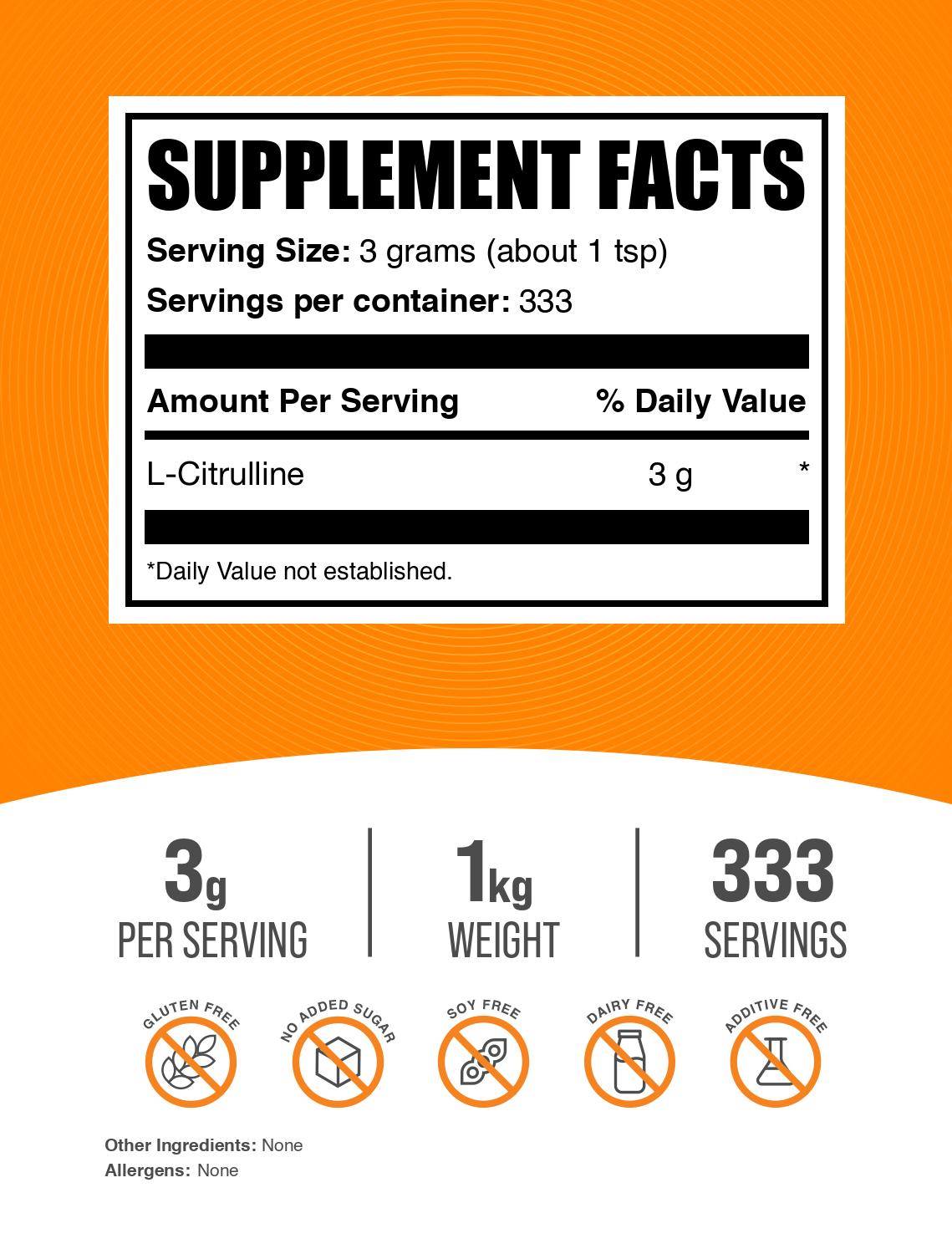 L-citrulline powder label 1kg