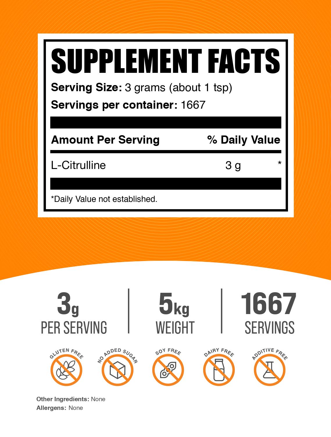 L-citrulline powder label 5kg