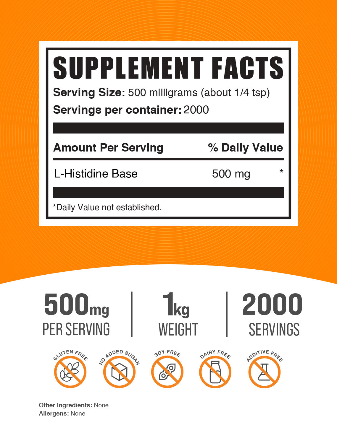 L-Histidine Base Powder label 1kg