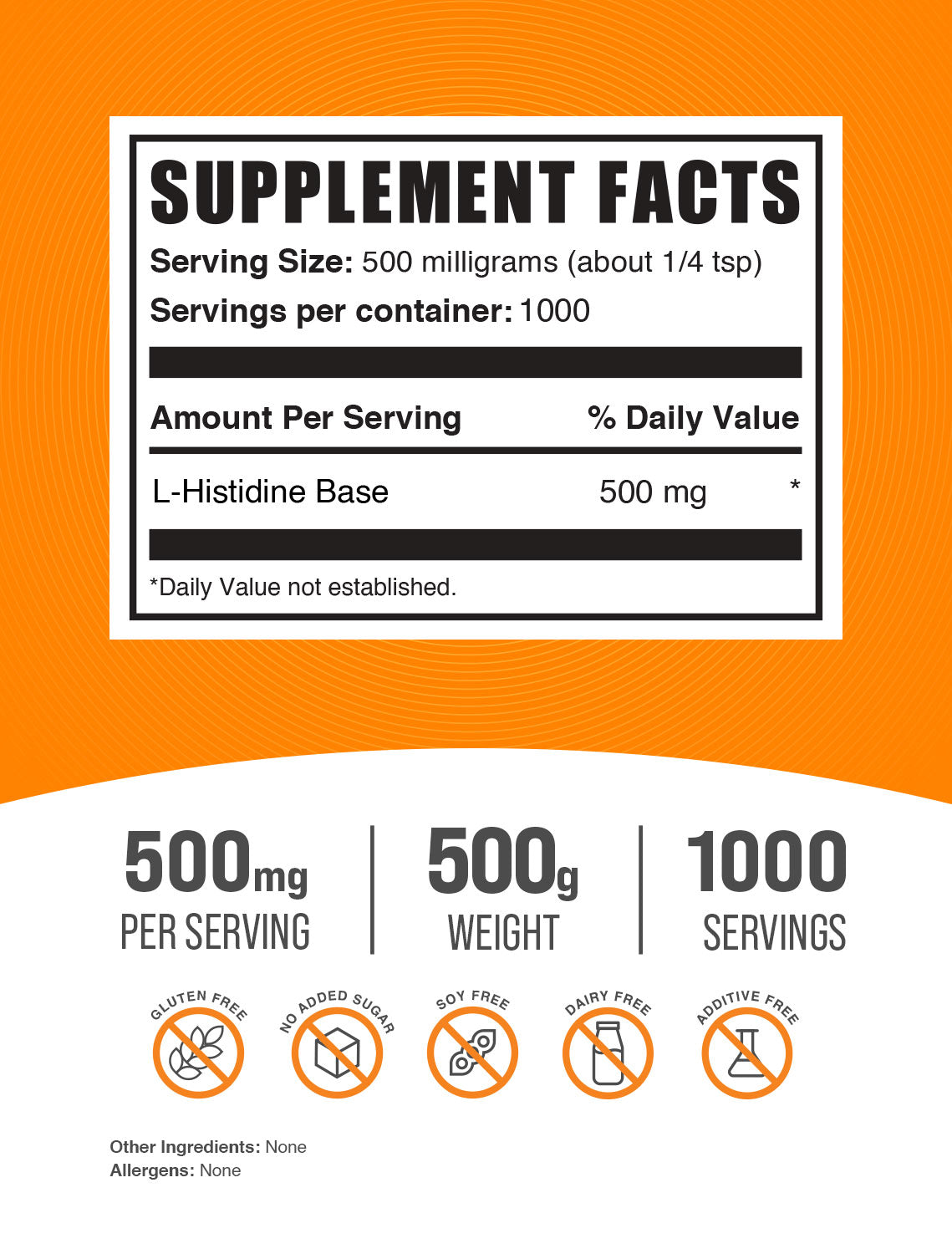 L-Histidine Base Powder label 500g