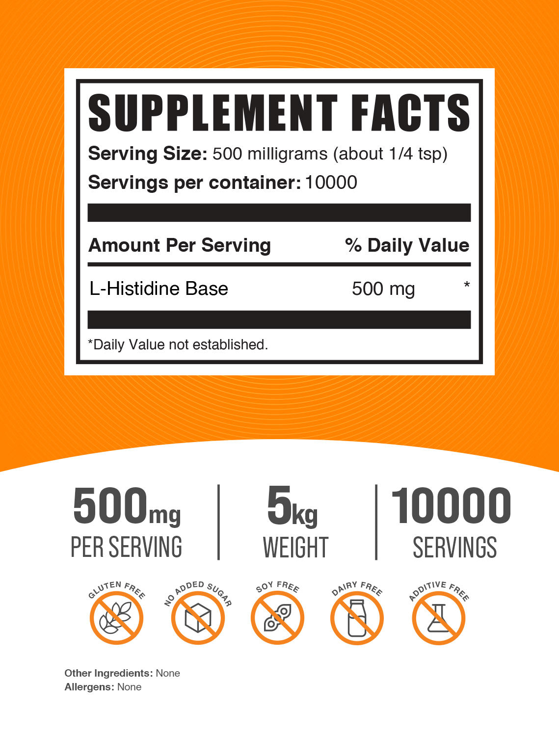 L-Histidine Base Powder label 5kg