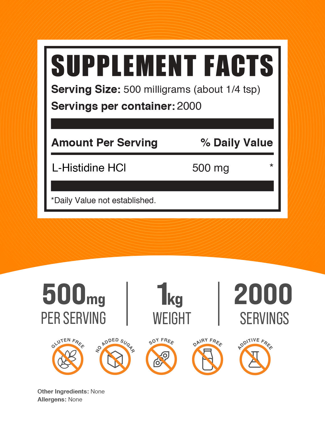 L-Histidine HCl powder label 1kg