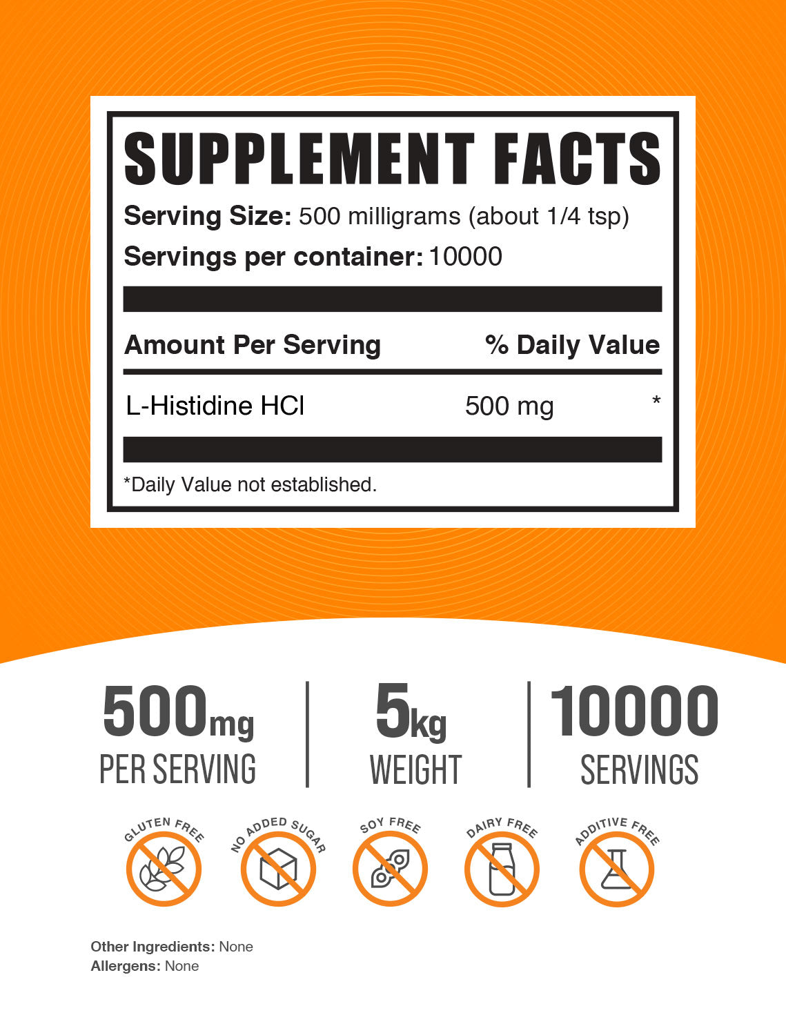 L-Histidine HCl powder label 5kg