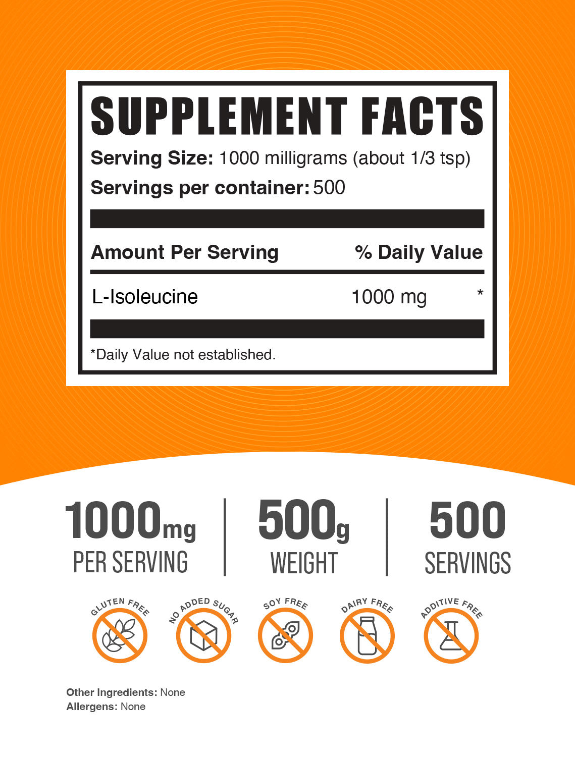 L-Isoleucine powder label 500g