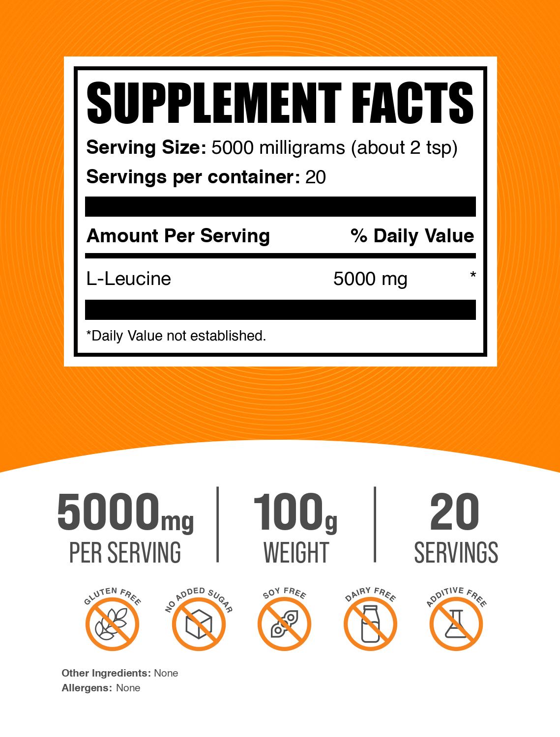 L-Leucine powder label 100g