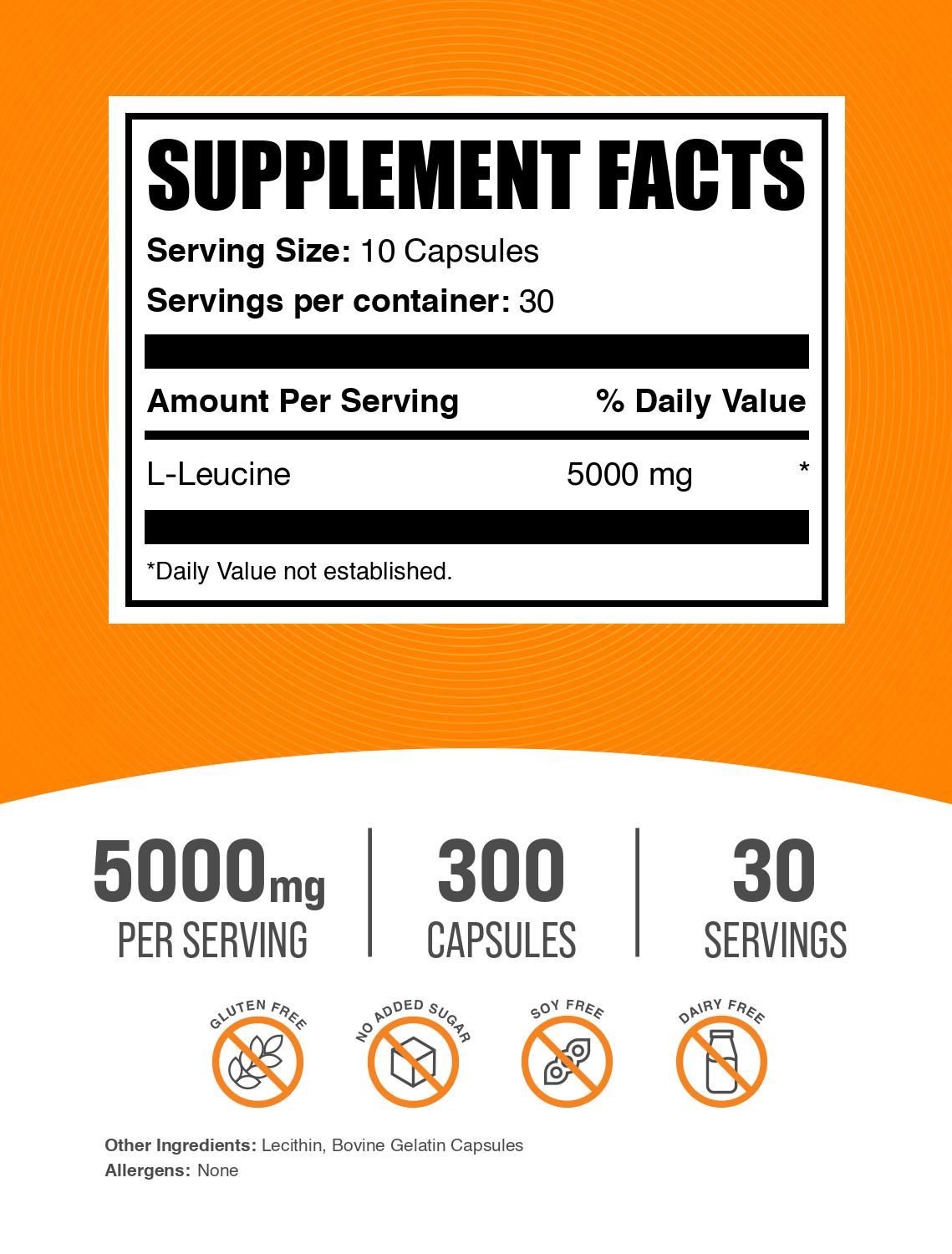 L-Leucine 300 ct caspules label