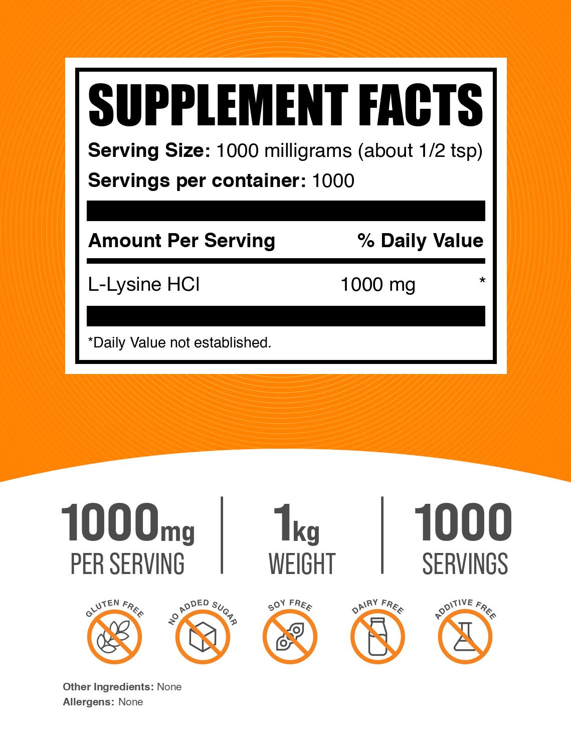 L-Lysine HCl powder label 1kg