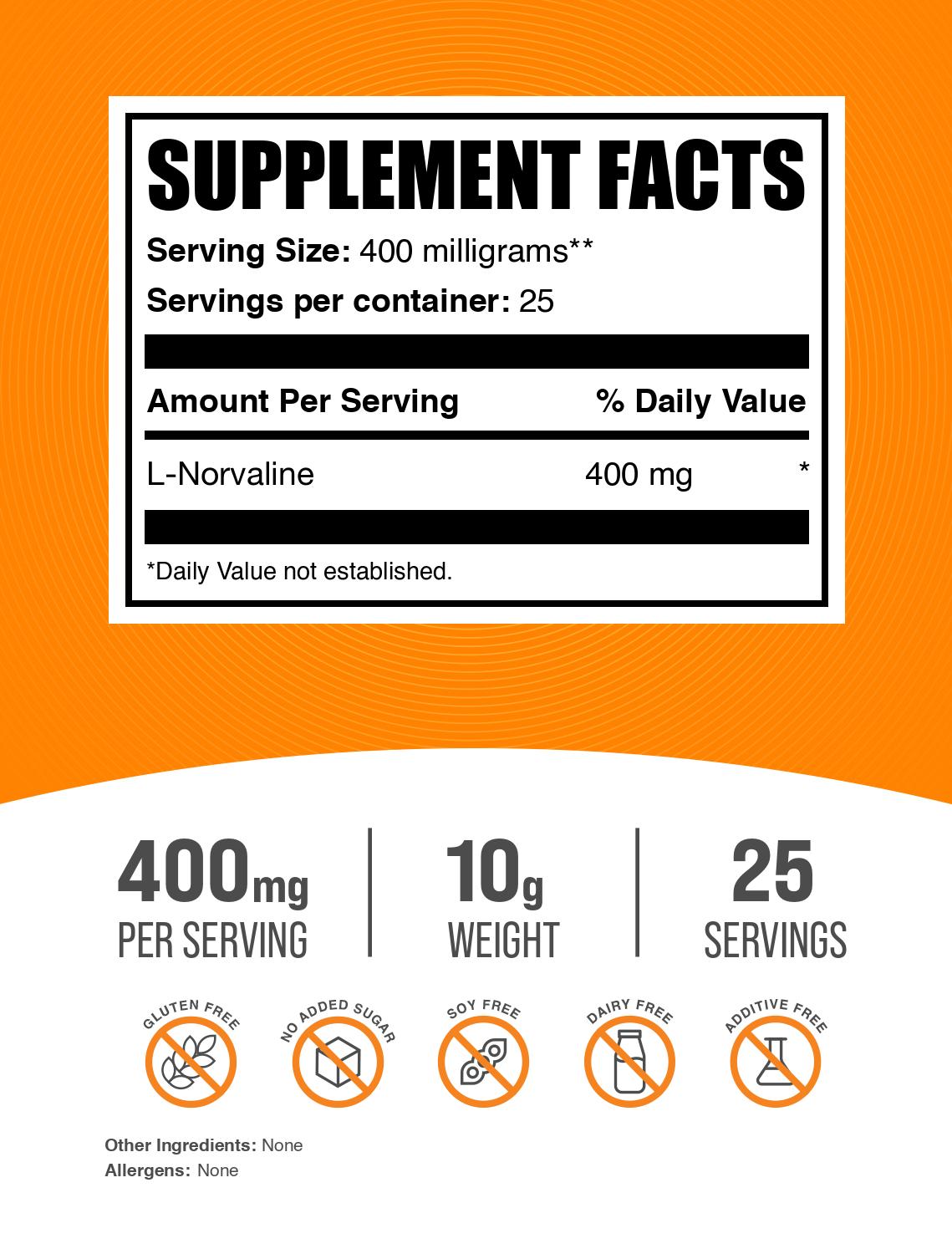 L-Norvaline powder label 10g