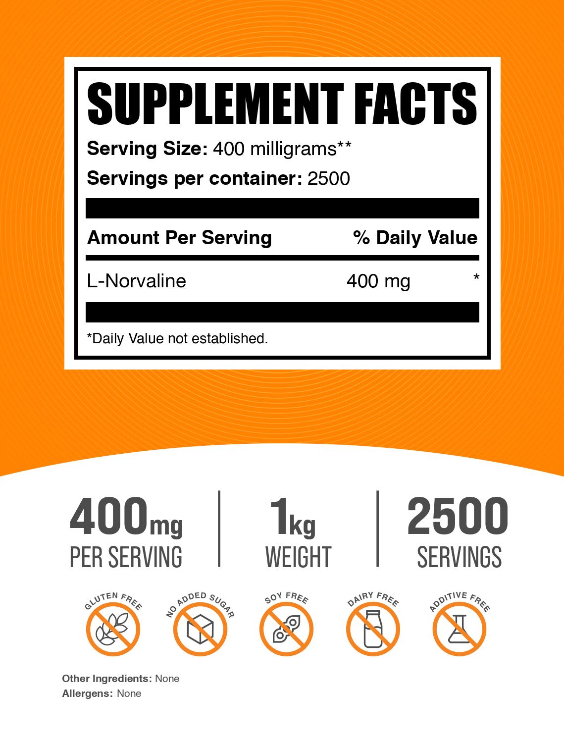 L-Norvaline powder label 1kg