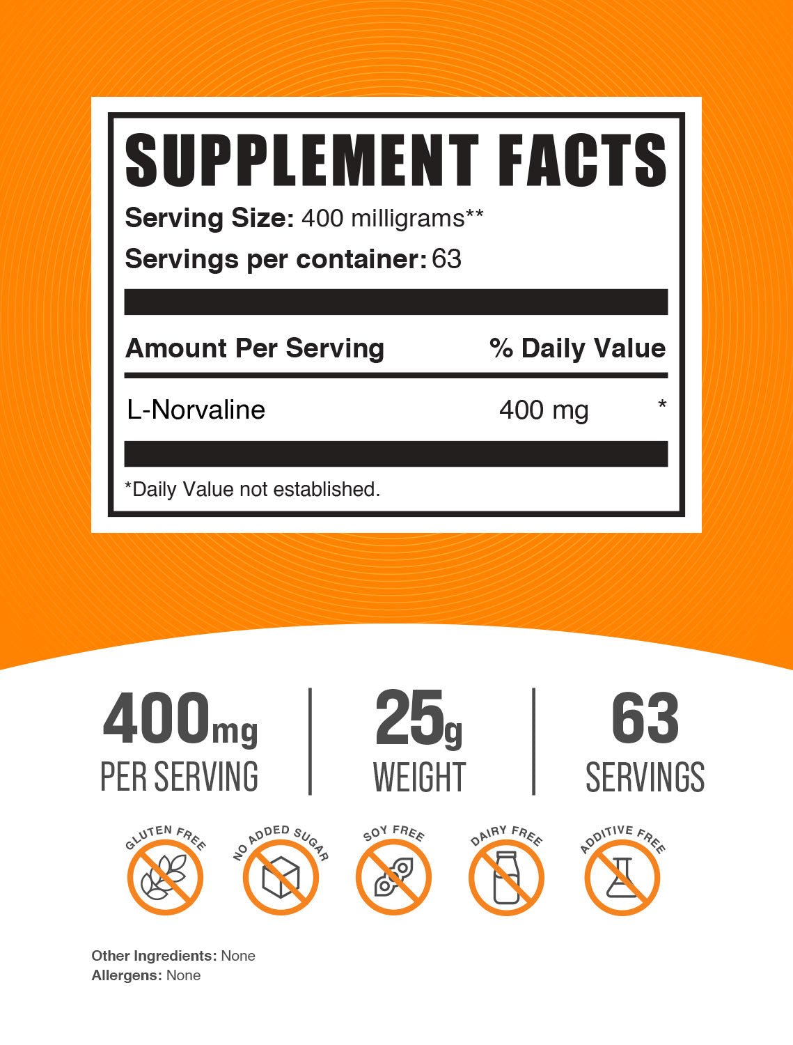 L-Norvaline powder label 25g